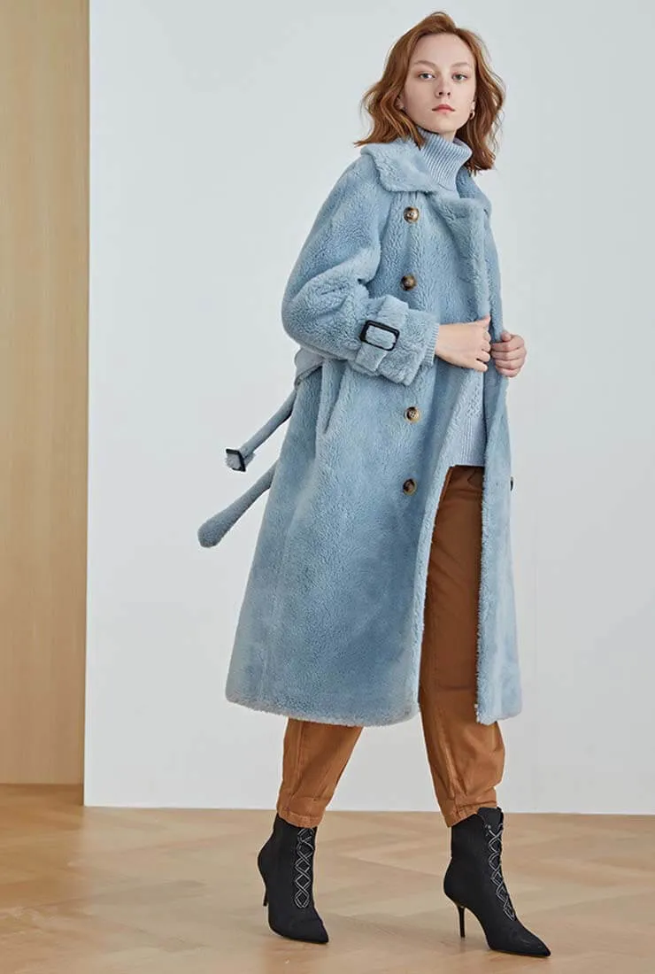 Double-breasted Faux Fur Wool Blend Teddy Coat