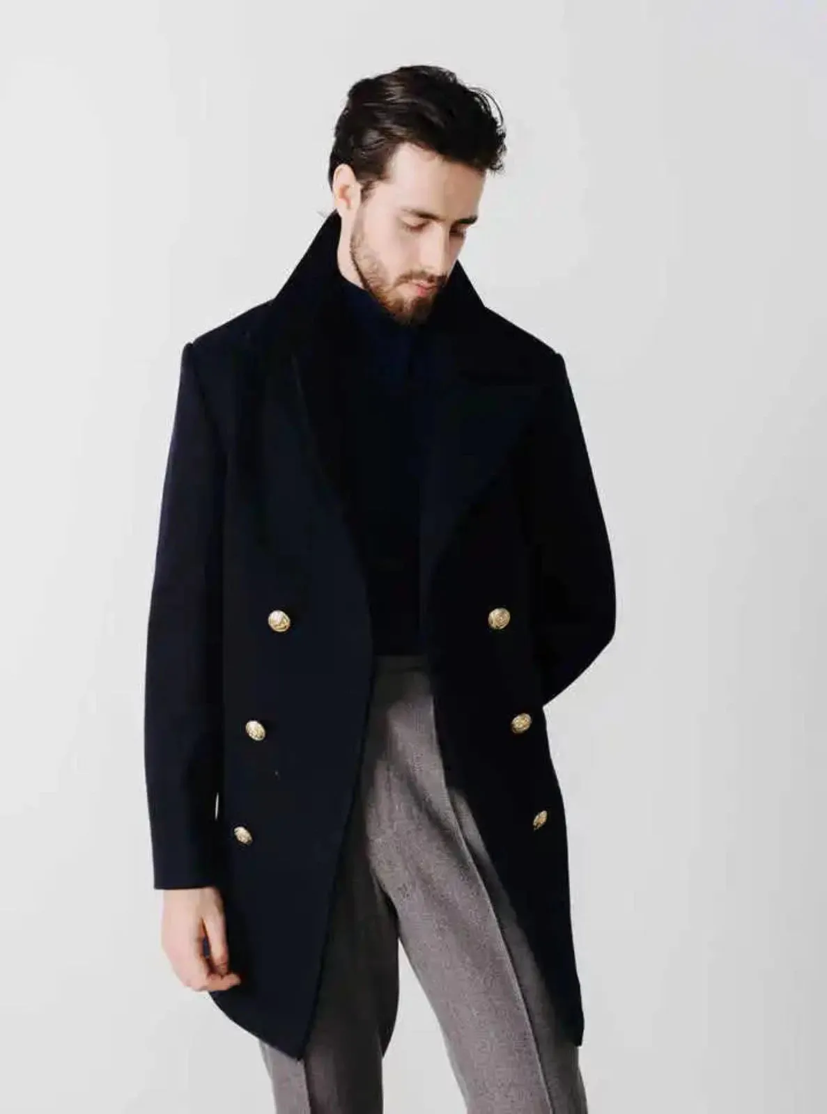 Double-breasted Wool-blend Coat