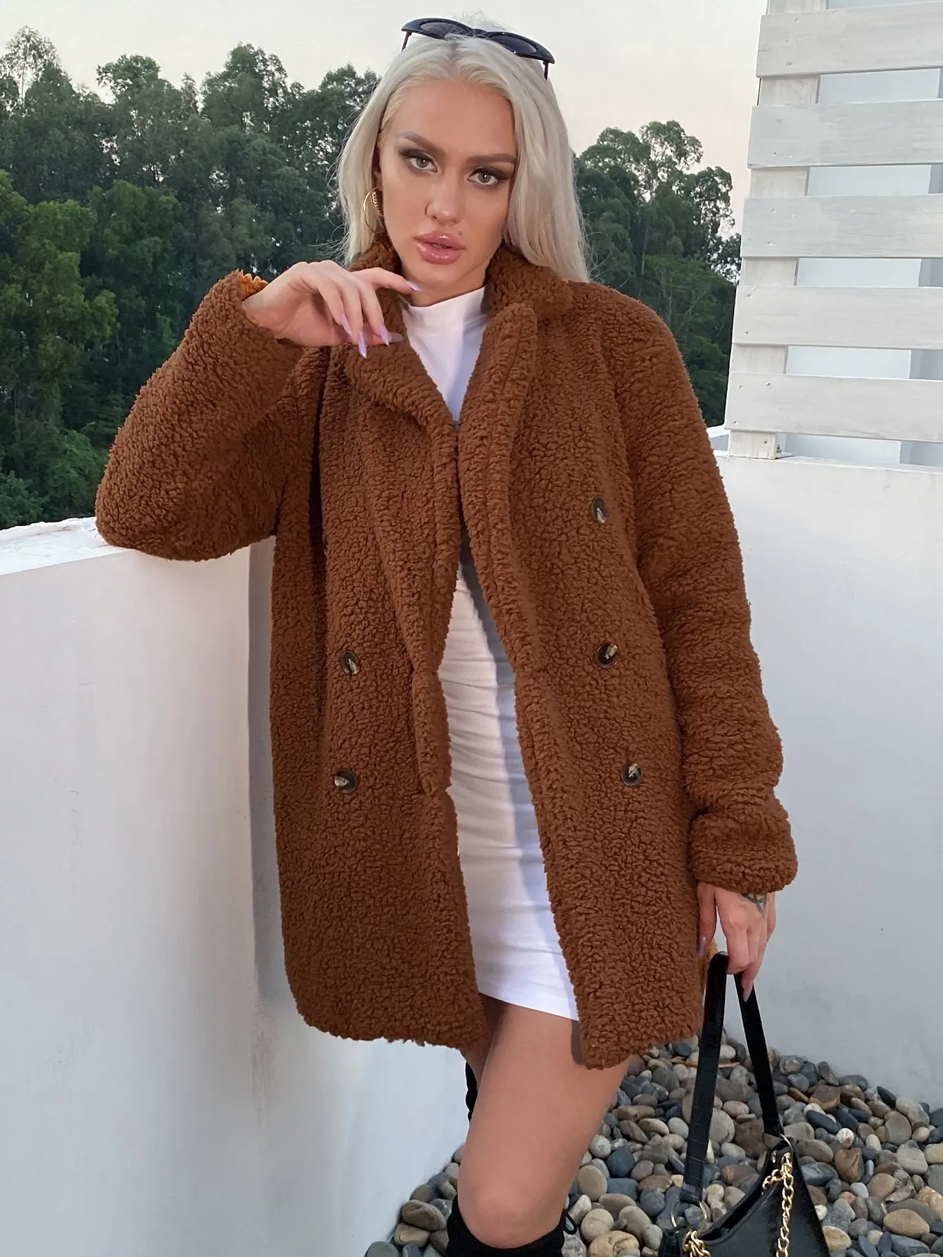 Eilly Bazar Double Button Teddy Coat