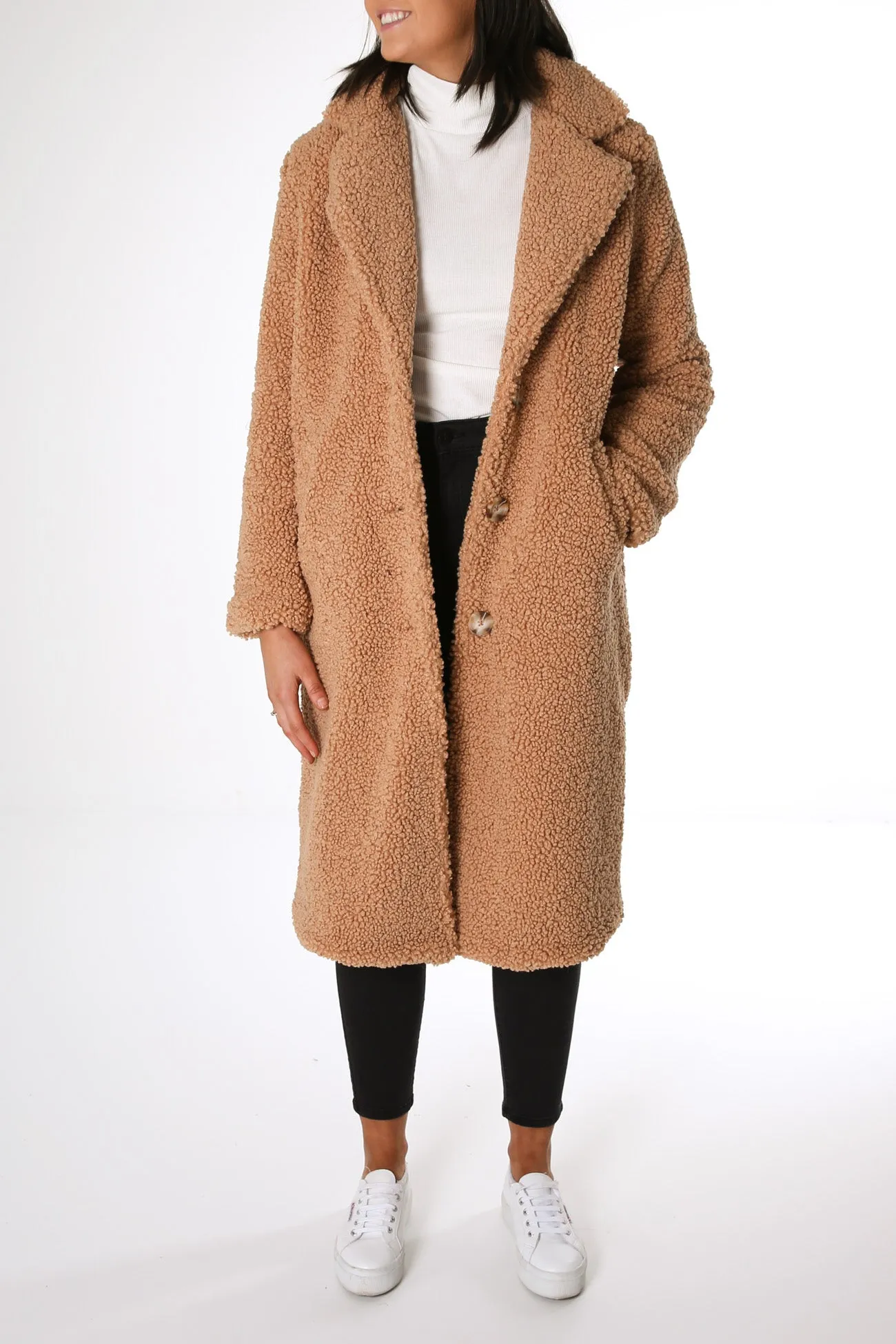 Elsie Teddy Coat Tan