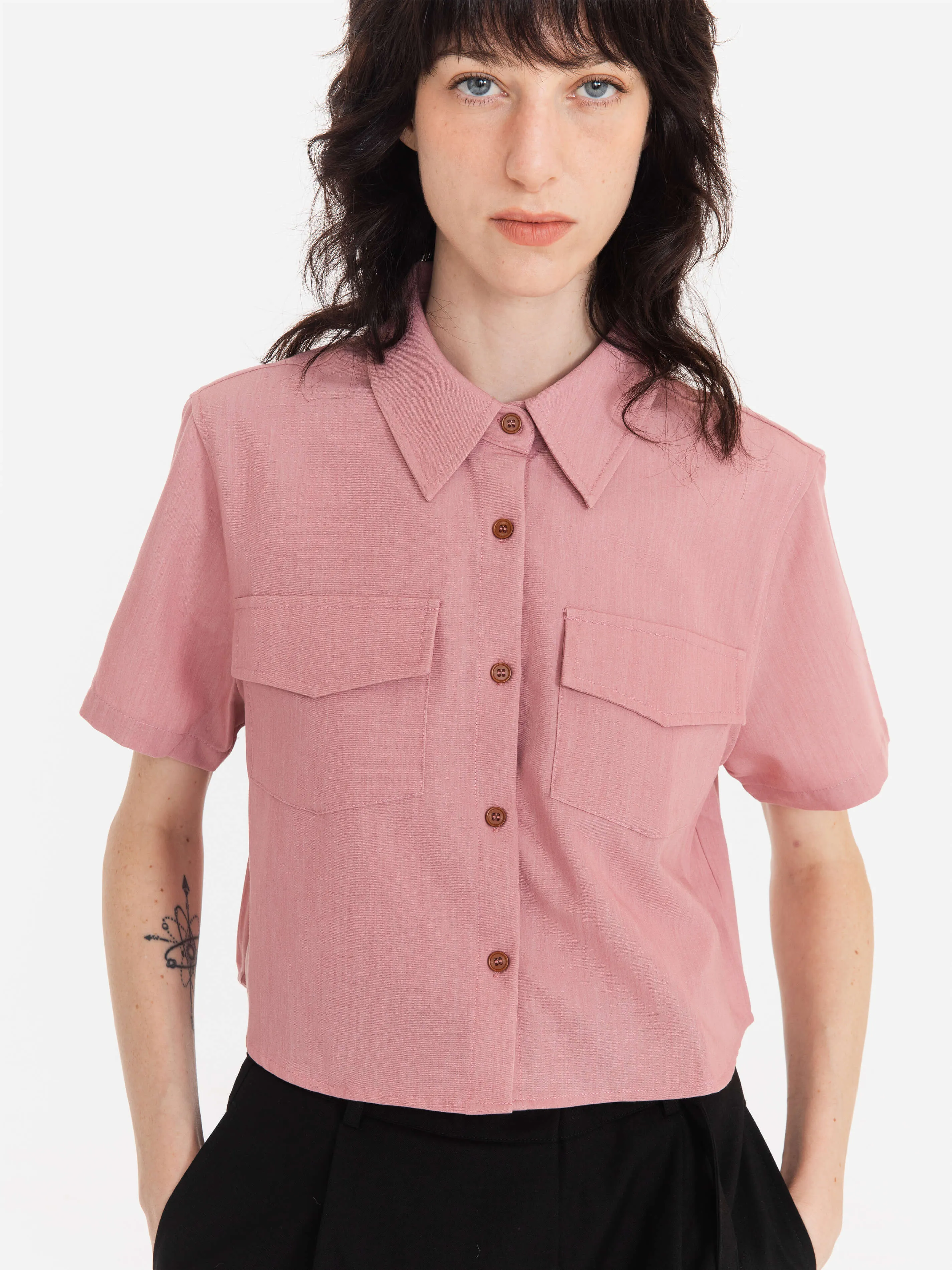 Fresh Color Lapel Short Shirt