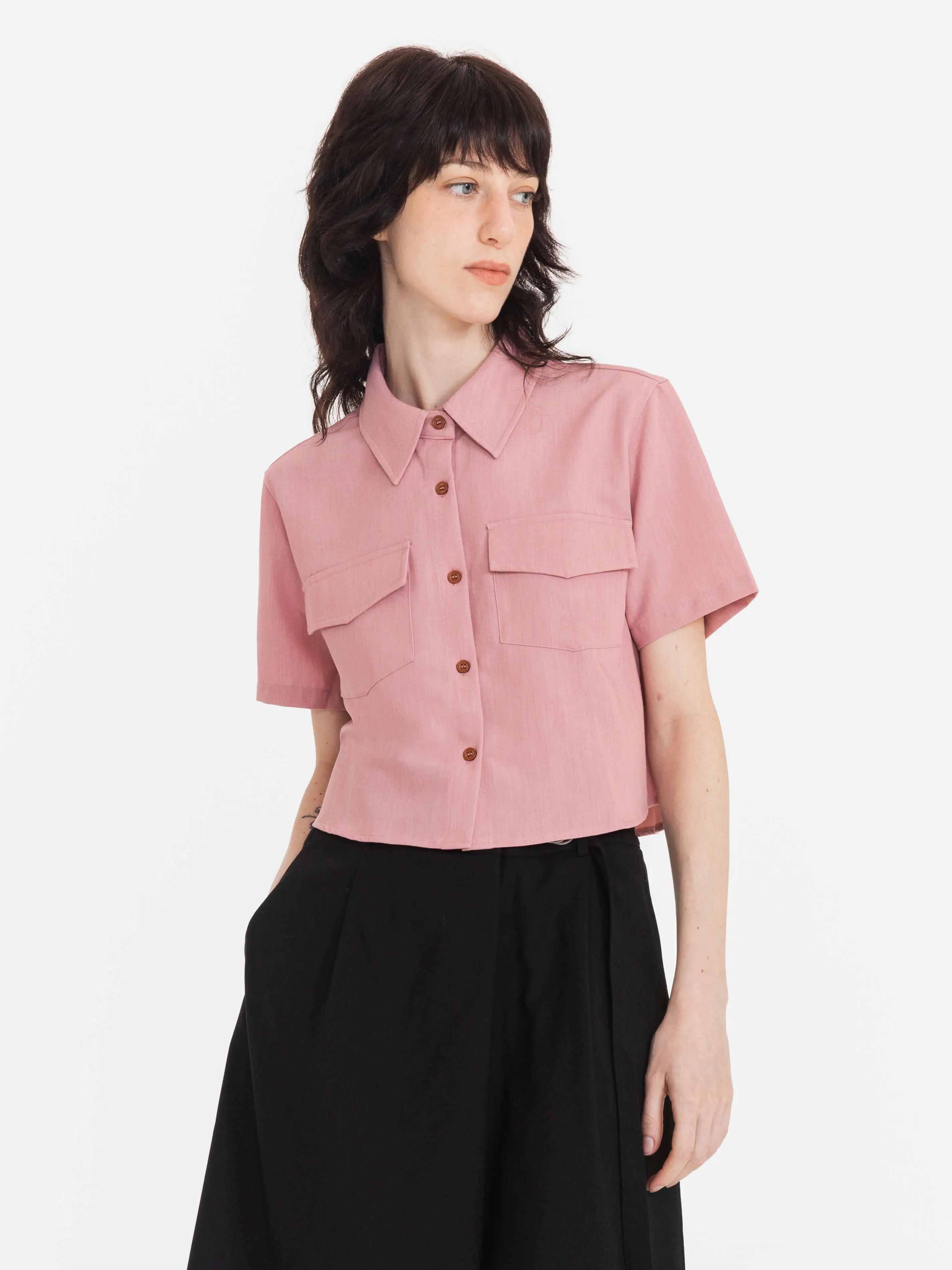 Fresh Color Lapel Short Shirt