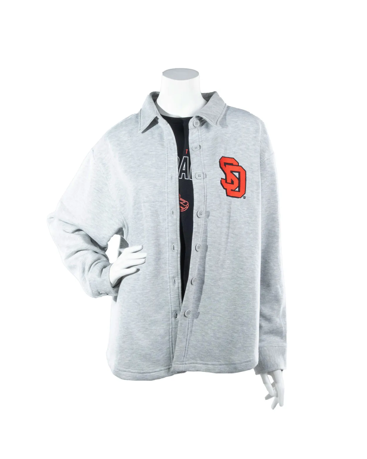 Gameday Couture Gray Oversized Women's Shacket SD Front and SD Paw Back