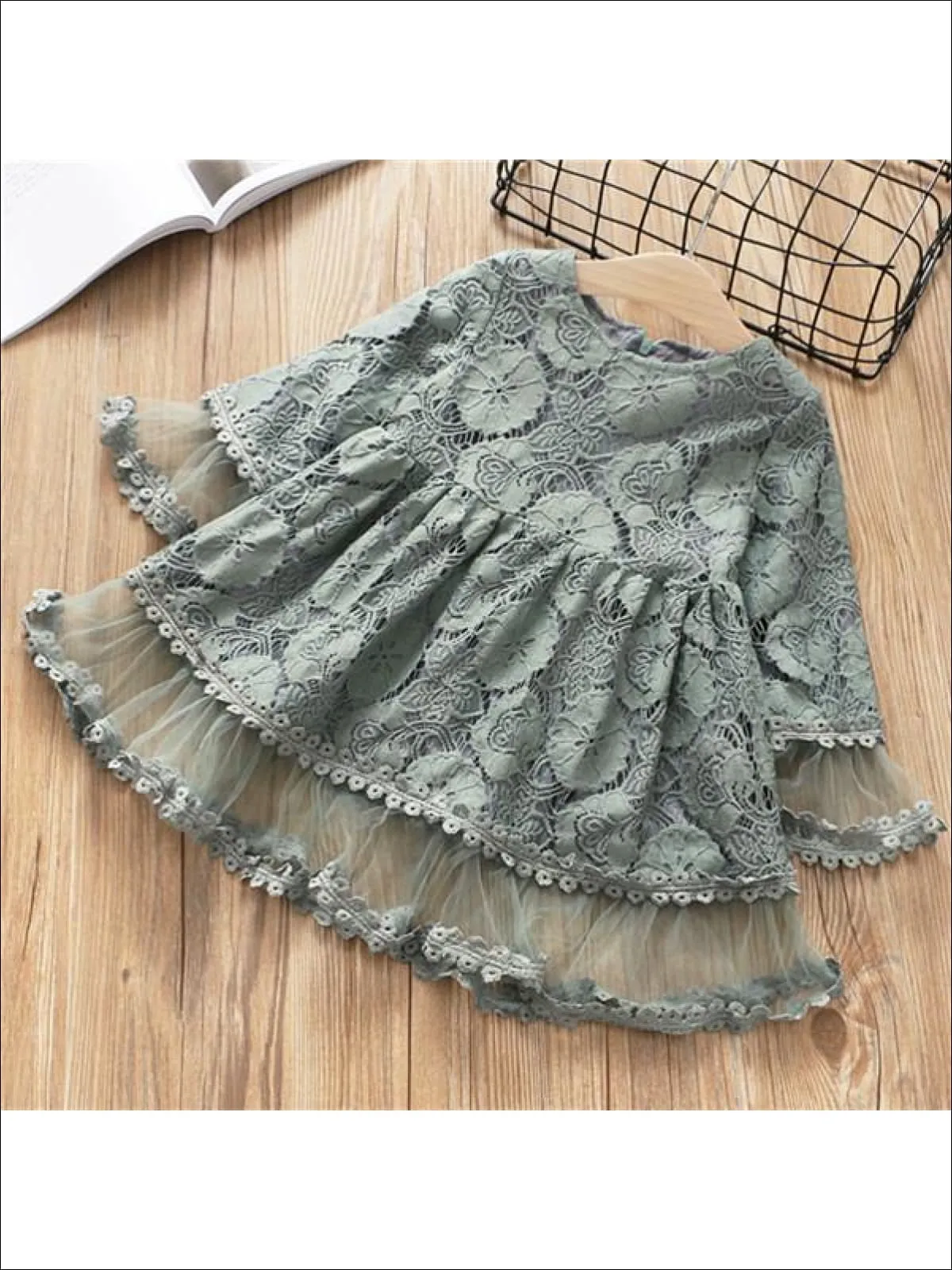 Girls Lacey Bohemian Bell Sleeve Dress