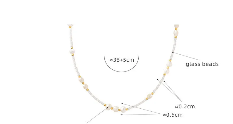 Glass Beads and Freshwater Pearl Necklace