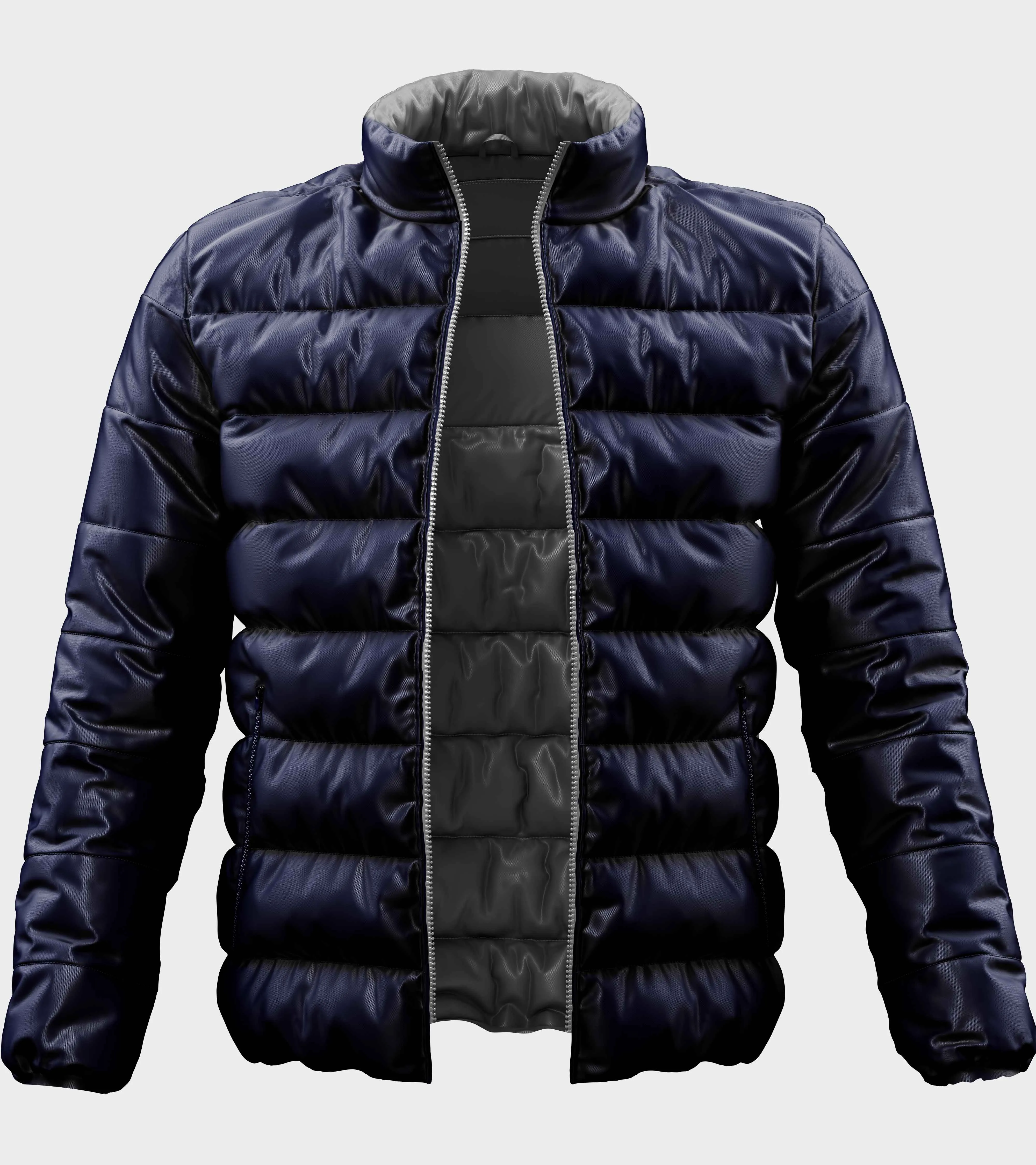 Grey Reversible Puffer Plus Size Jacket