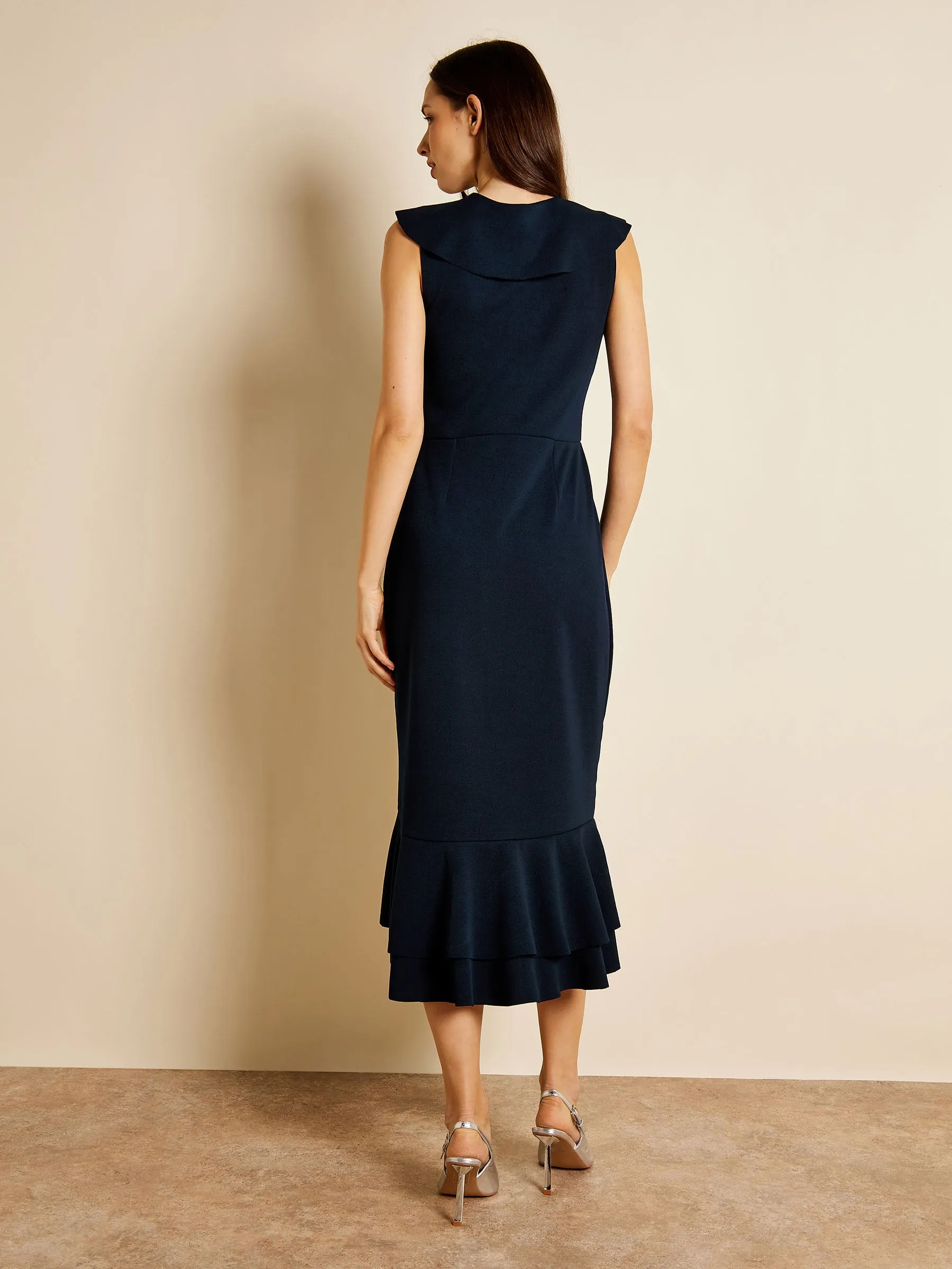 GWD Miranda Frill-detailed Navy Midi Dress