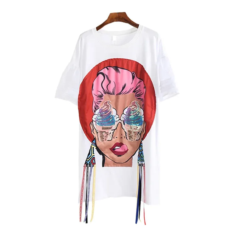 HEYFANCYSTYLE Ice Cream Eyes Oversized Tee