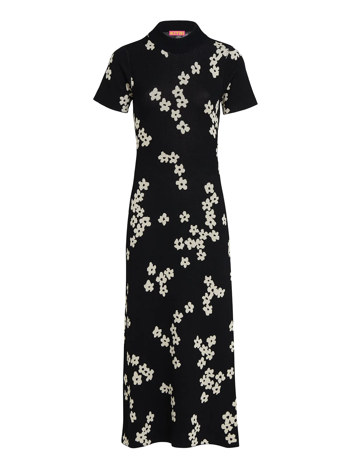 Jade Black Blurred Floral Knit Dress