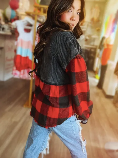 Layla Buffalo Plaid Sequin Shacket!