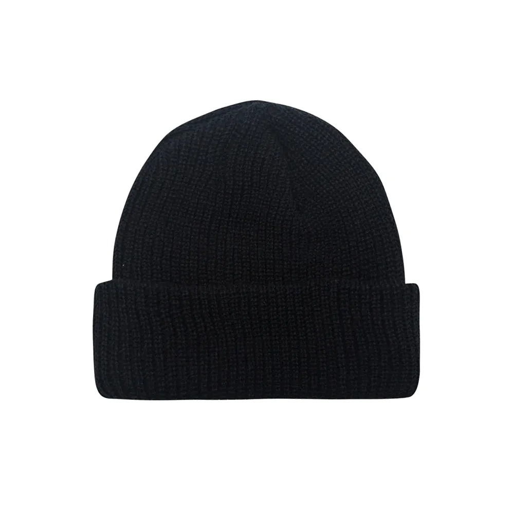 LEATHER WAPPEN BEANIE BLACK