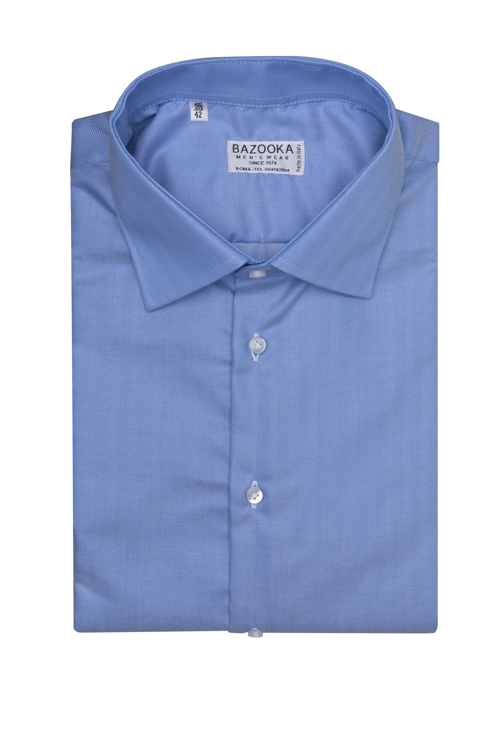 Light Blue Herringbone Twill Shirt by Bazooka