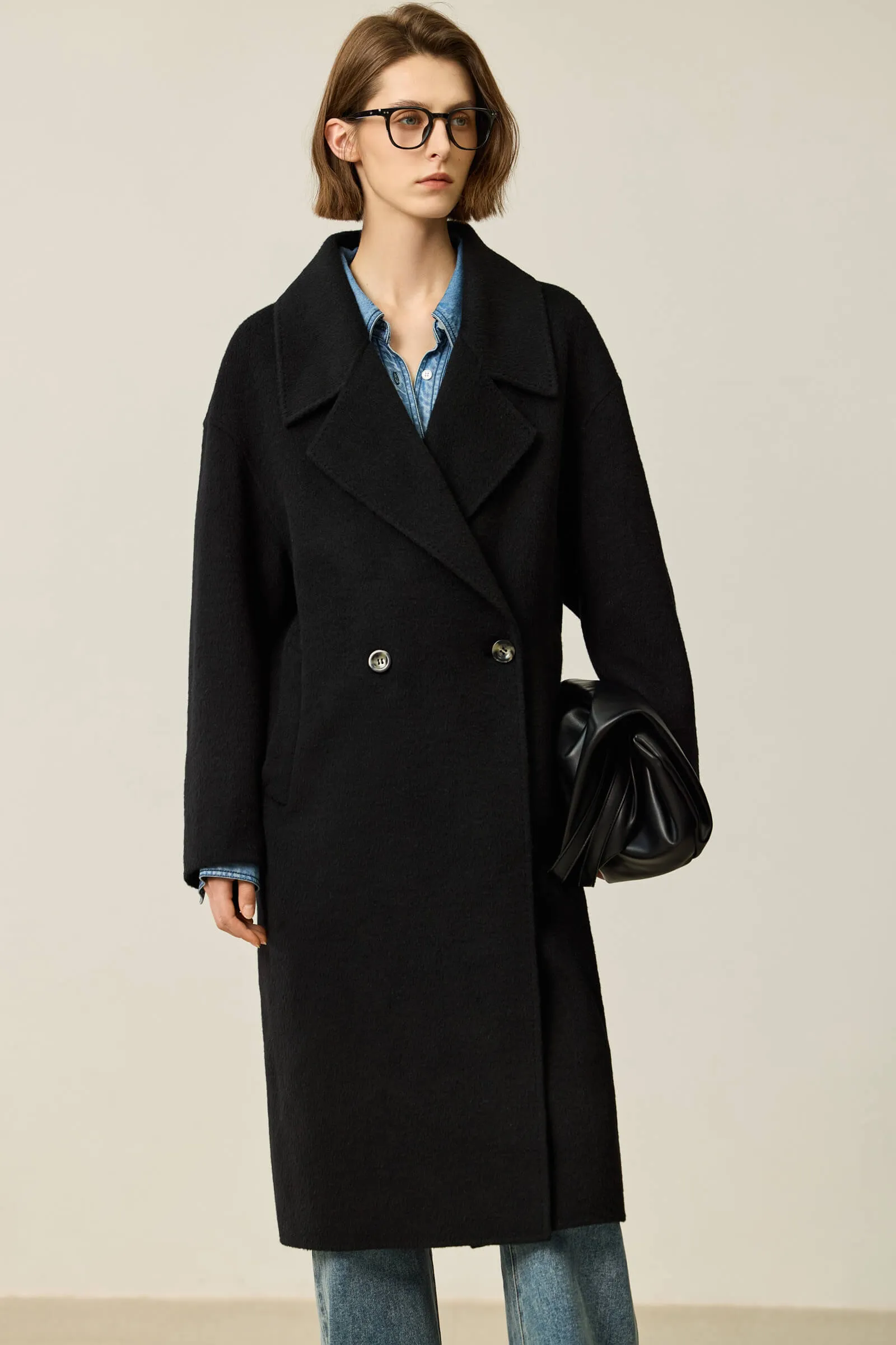 LILY Classic Wool Notched Collar Double-Faced Coat