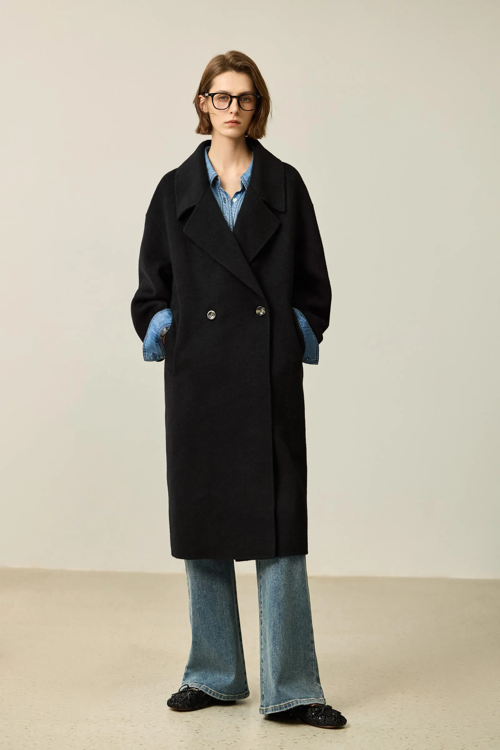 LILY Classic Wool Notched Collar Double-Faced Coat