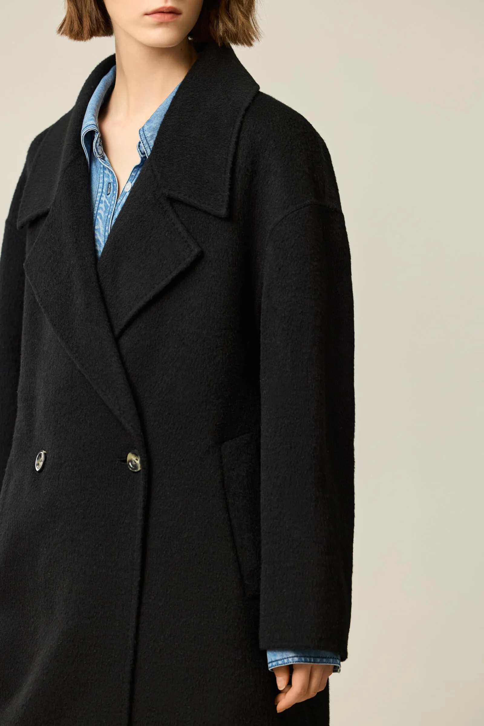 LILY Classic Wool Notched Collar Double-Faced Coat