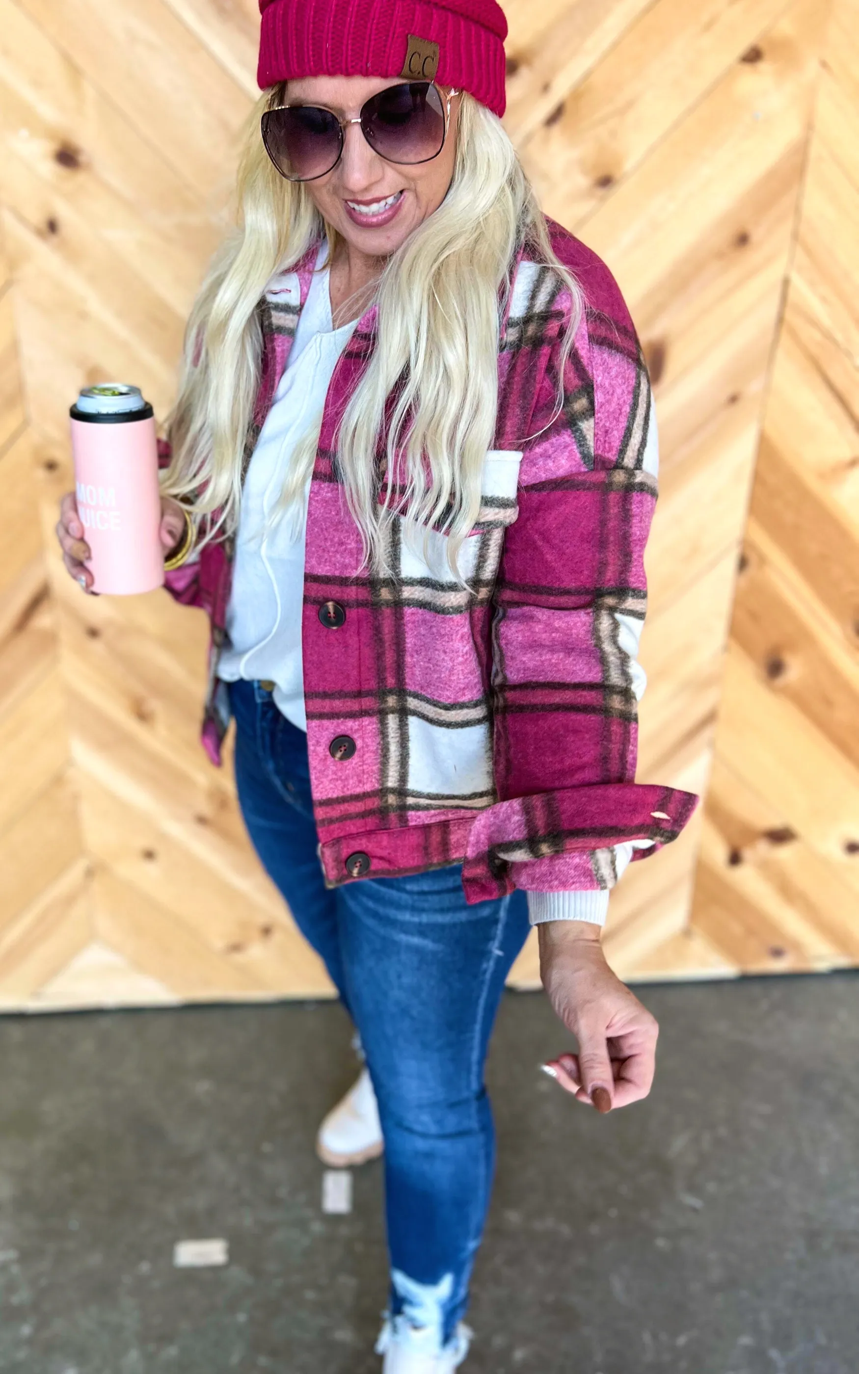 Magenta Plaid Vibes Shacket | FINAL SALE