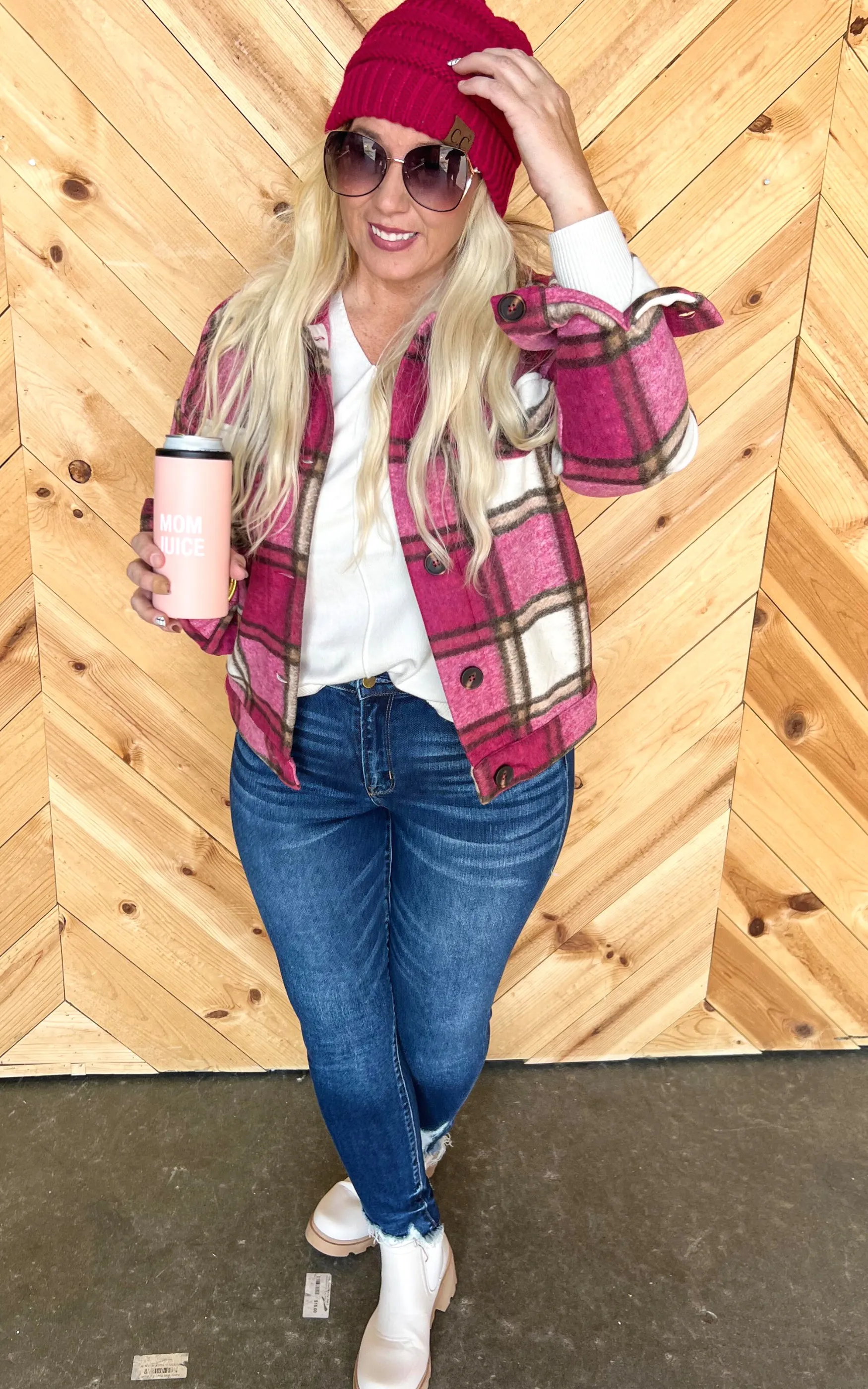 Magenta Plaid Vibes Shacket | FINAL SALE