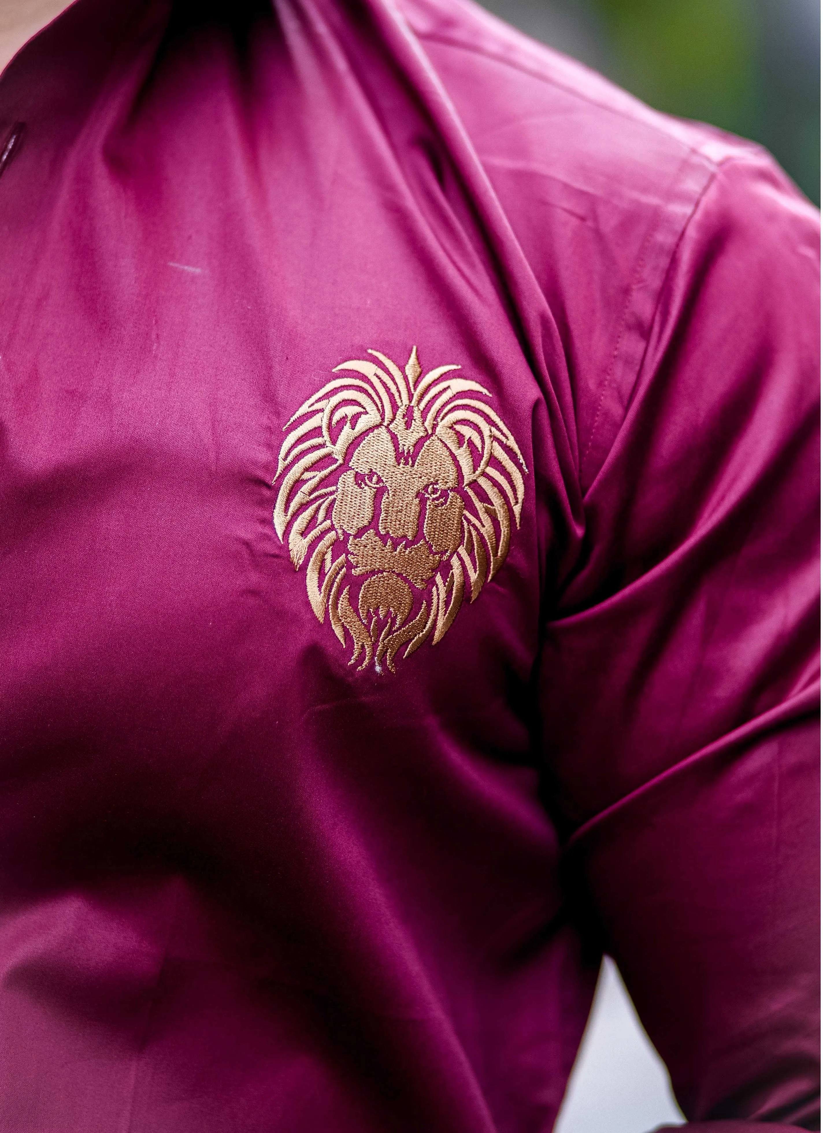 Maroon  Golden Embroidered Mufasa Luxury Shirt For Men's