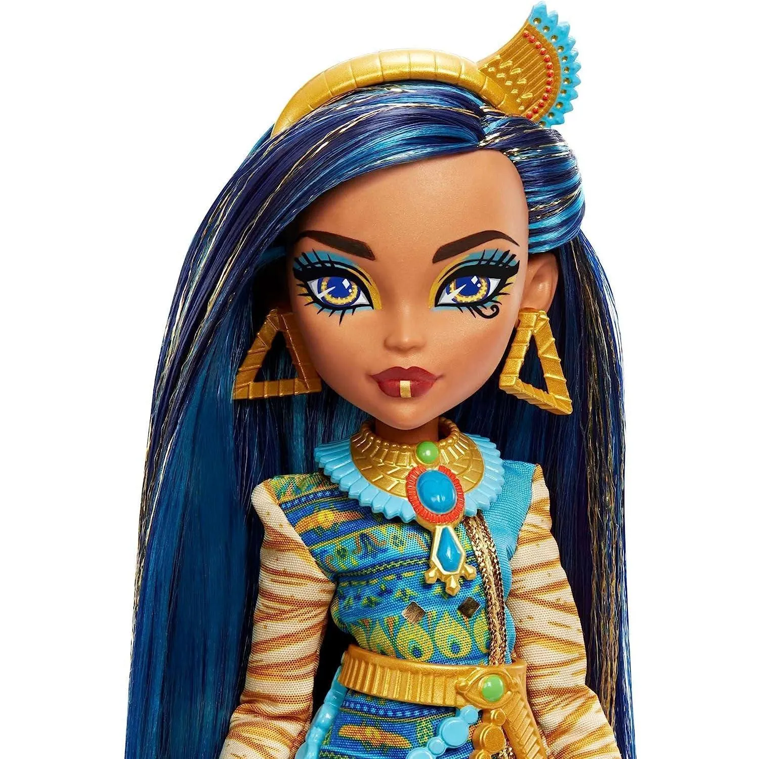 Mattel Monster High Cleo De Nile Fashion Doll with Blue Streaked Hair, Signature Look, Accessories & Pet Dog