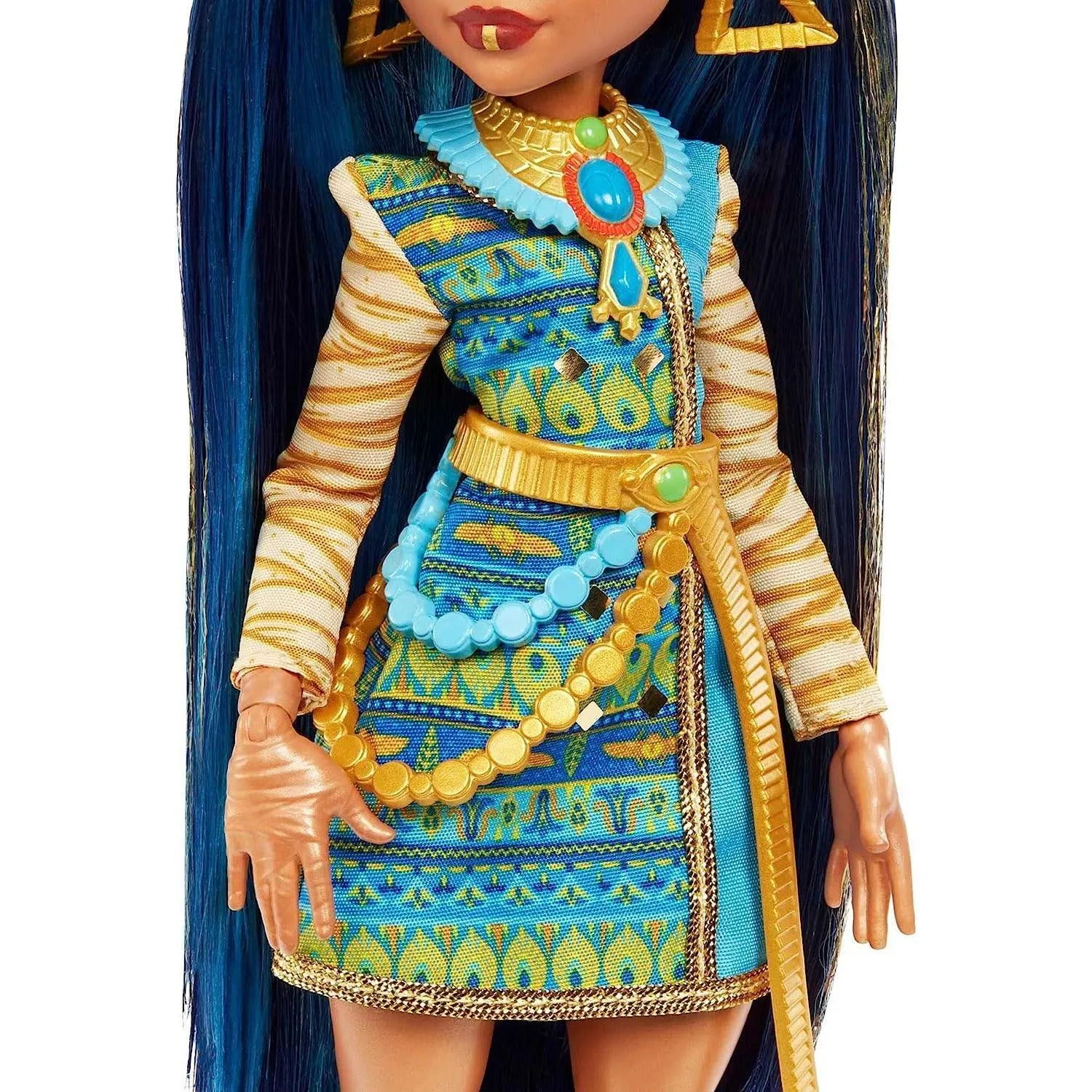 Mattel Monster High Cleo De Nile Fashion Doll with Blue Streaked Hair, Signature Look, Accessories & Pet Dog