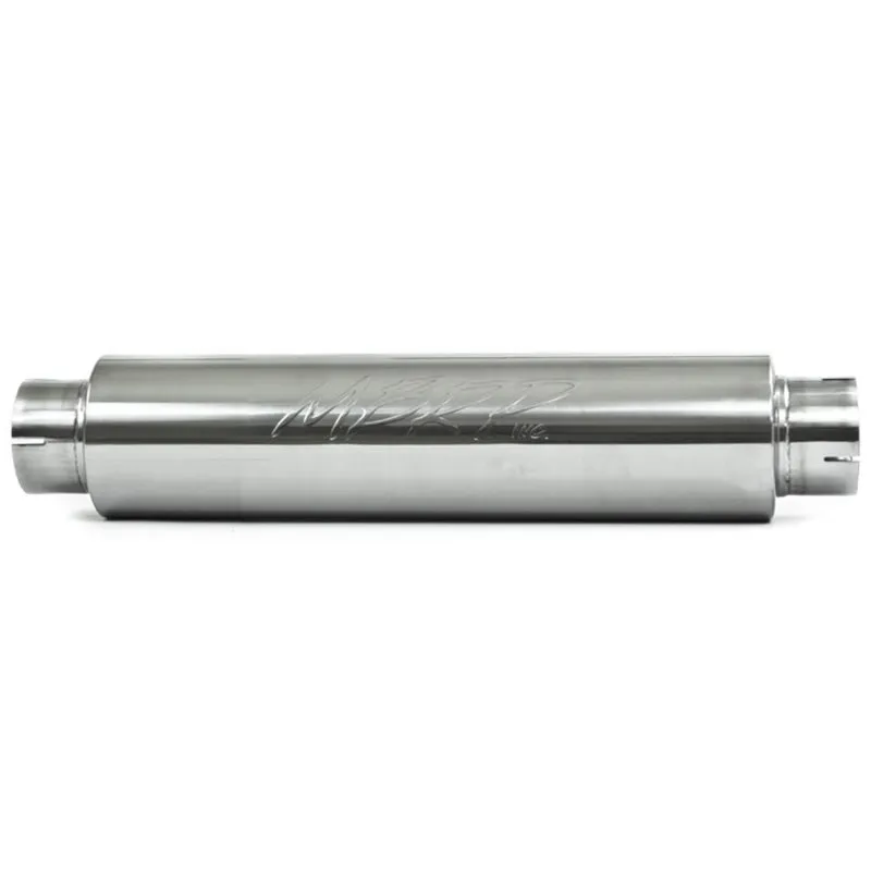 MBRP Installer Series Muffler - 4 in Center Inlet - 4 in Center Inlet Outlet - 6 in Round Body - 30 in Long Overall - Universal