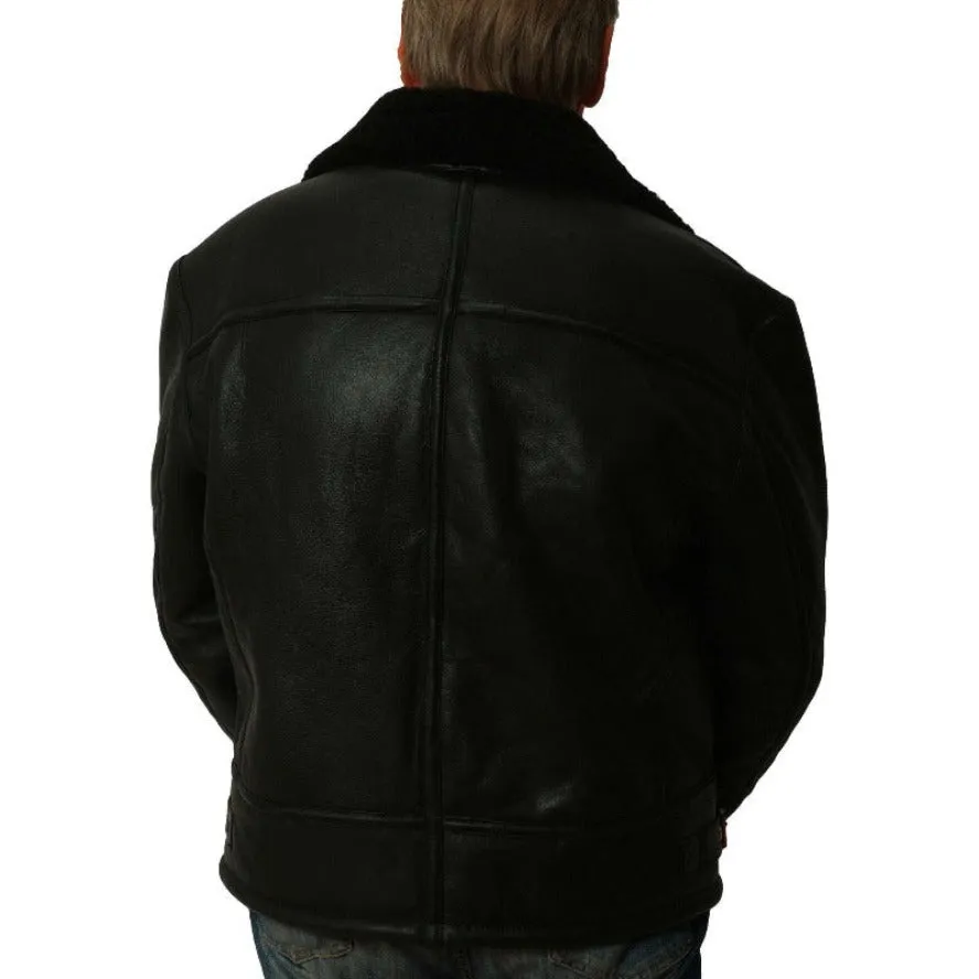 Mens Black Shearling Leather Jacket