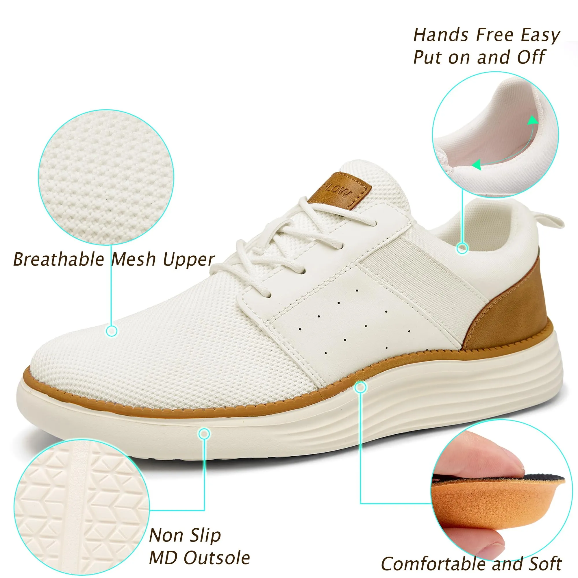 Men's Casual Dress Shoes Lightweight Walking Shoes Comfortable Breathable Sneakers Business Oxfords Gym Tennis Athletic Comfortable Breathable White 9.5