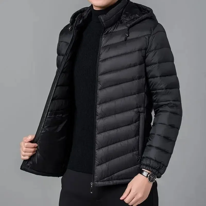 Men's Trendy Lightweight Puffer Jacket with Hood and Zipper | Perfect for Autumn/Winter