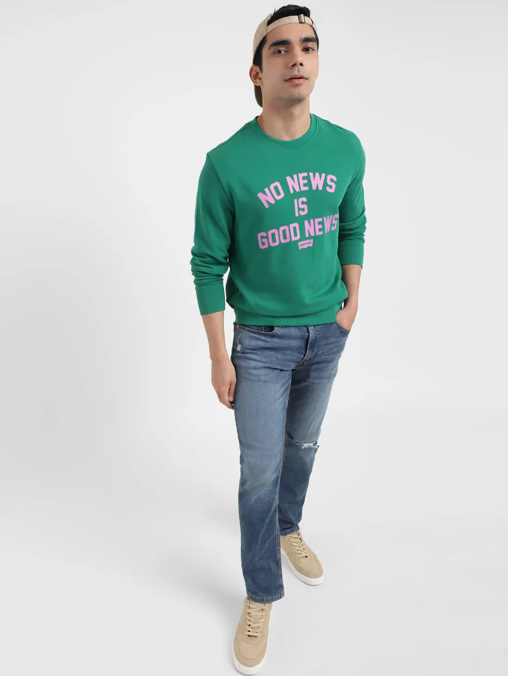 Men's Typography Crew Neck Sweatshirt