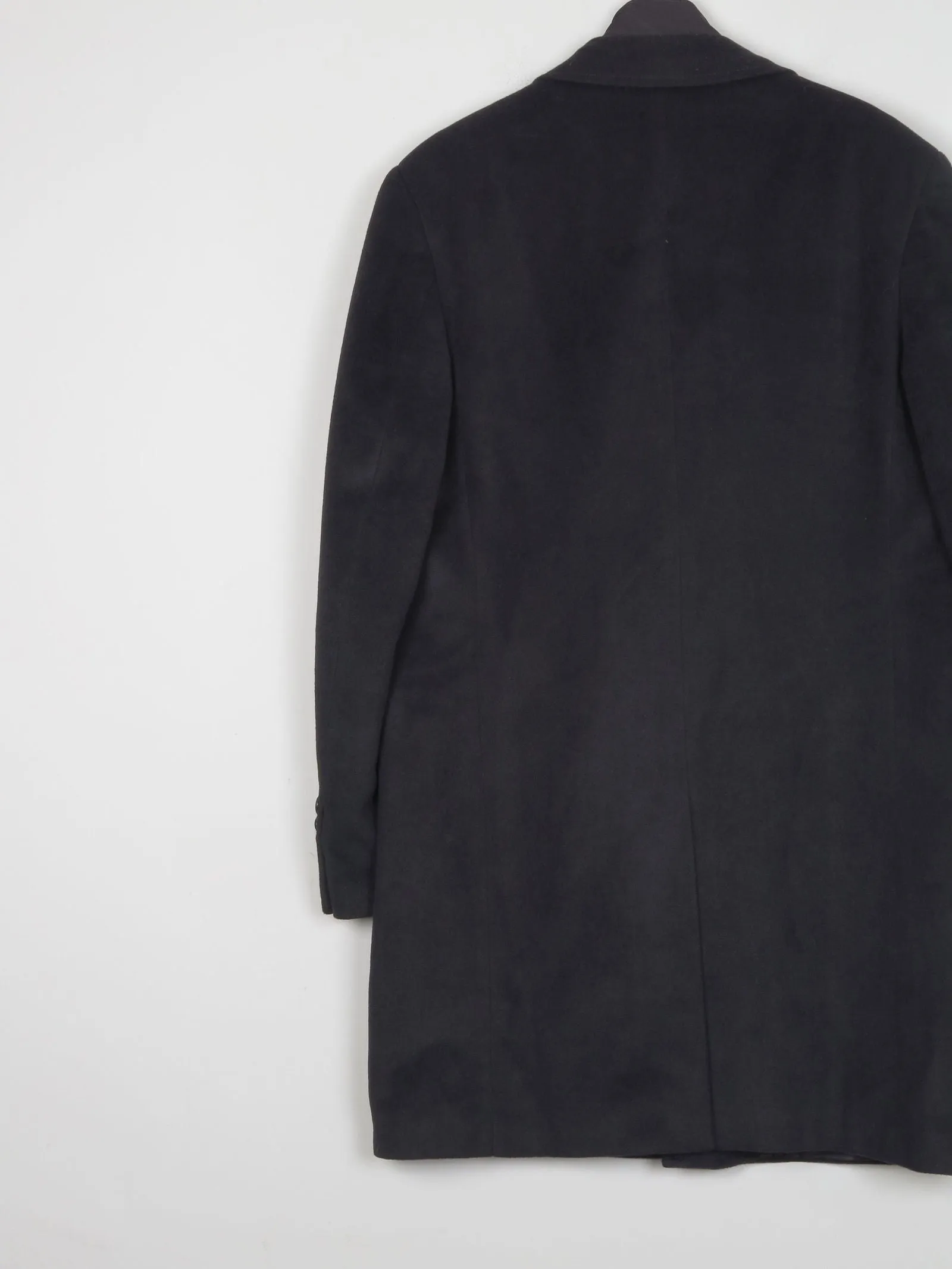 Mens Vintage Cashmere & Wool Black 3/4 Crombie Style Coat 40"