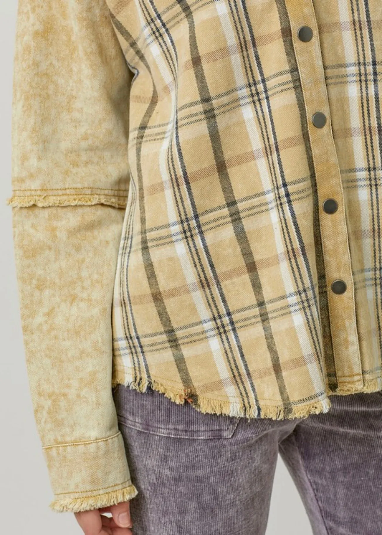 Mustard Washed Plaid Jacket