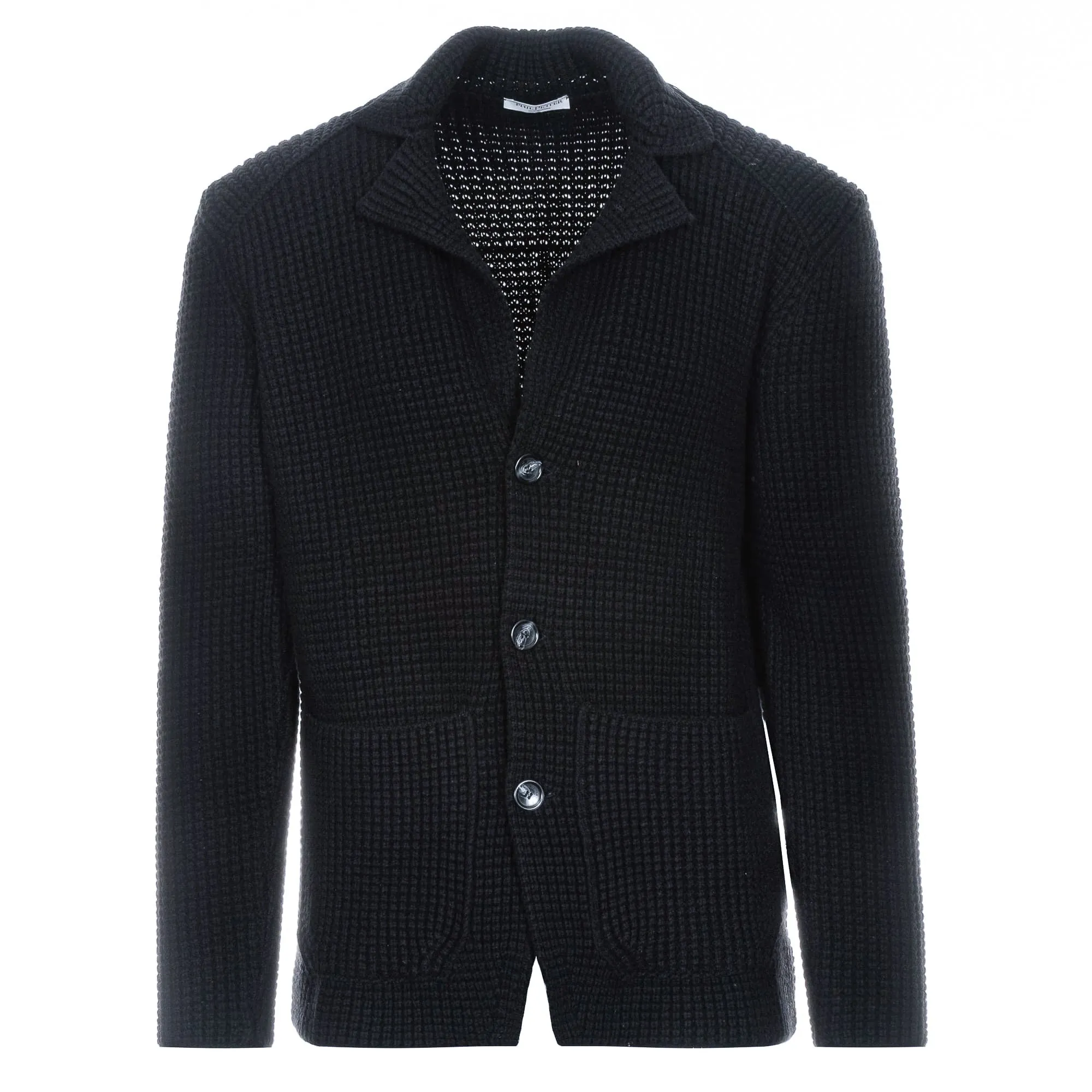 Navy Blue Wool-Cashmere Sakko Sweater Jacket - Phil Petter