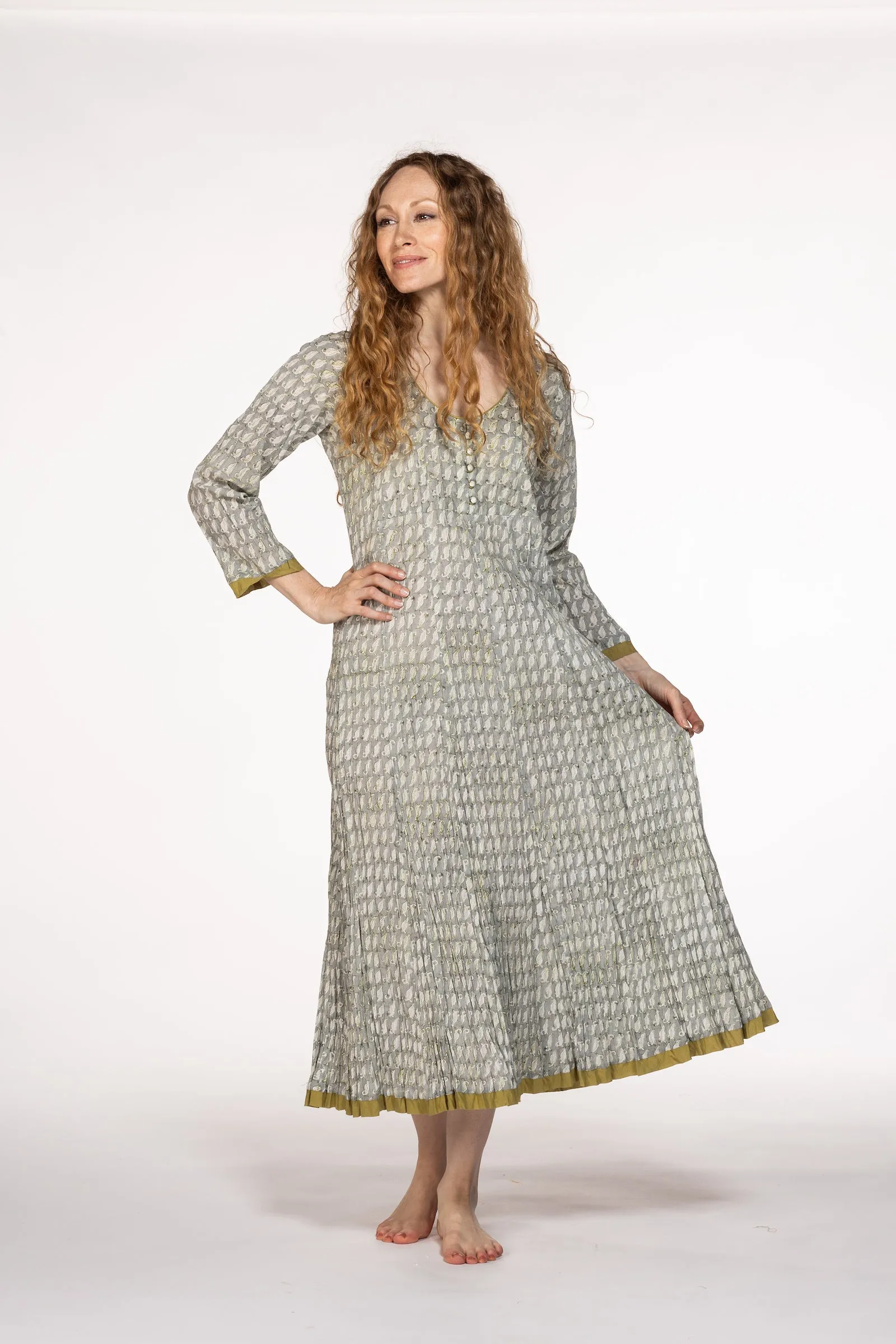 New Anju Panel Dress Hand Block Printed in Pure Cotton  SS24