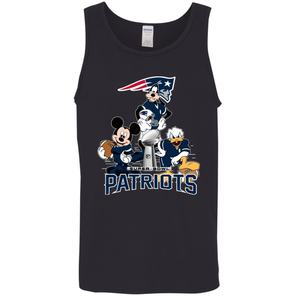 Nfl - New England Patriots Donald Duck Goofy Mickey Mouse Super Bowl 2019 Football Men Cotton Tank