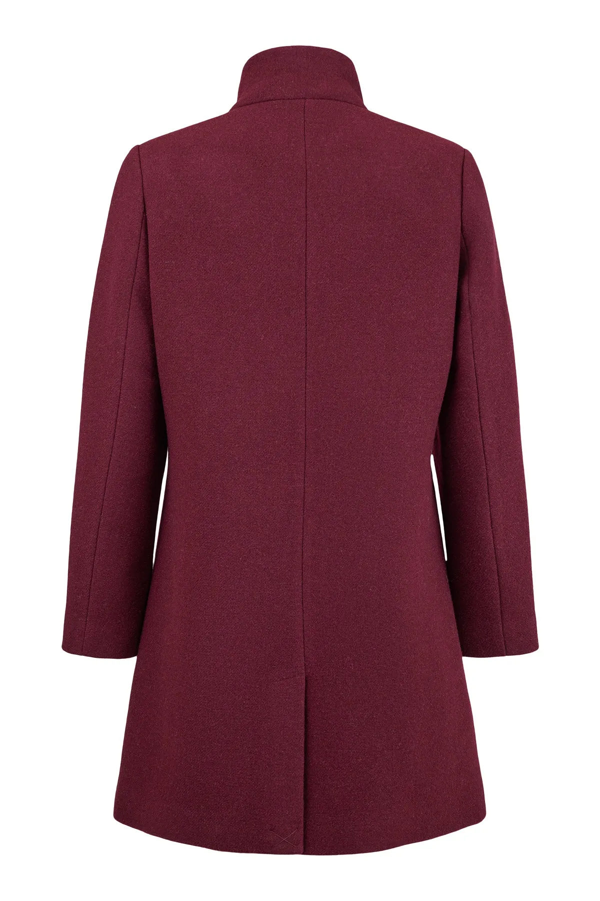 Normann Burgandy Wool Coat with detachable fur collar wi2544