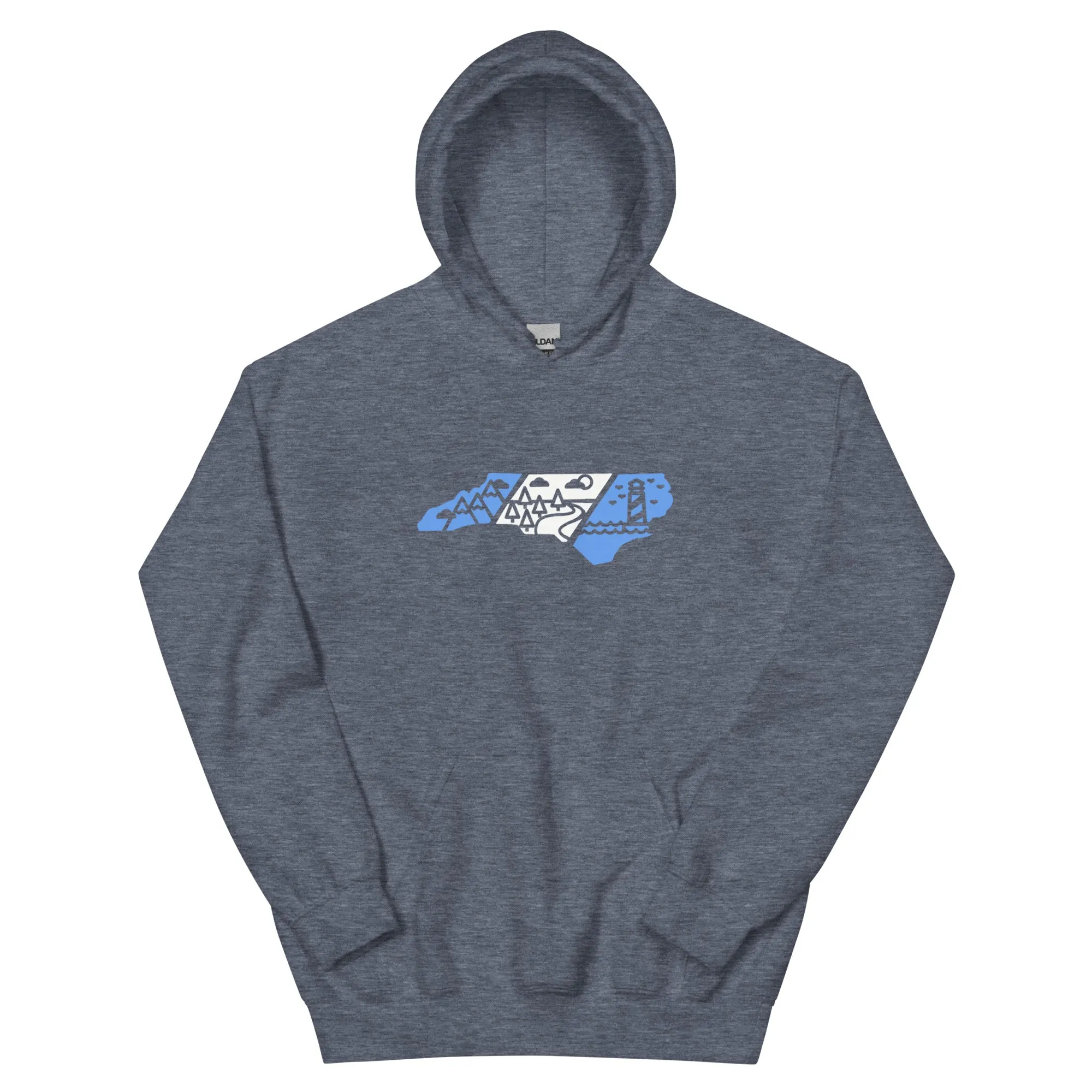 North Carolina 3 Regions Carolina Blue & White Unisex Hoodie