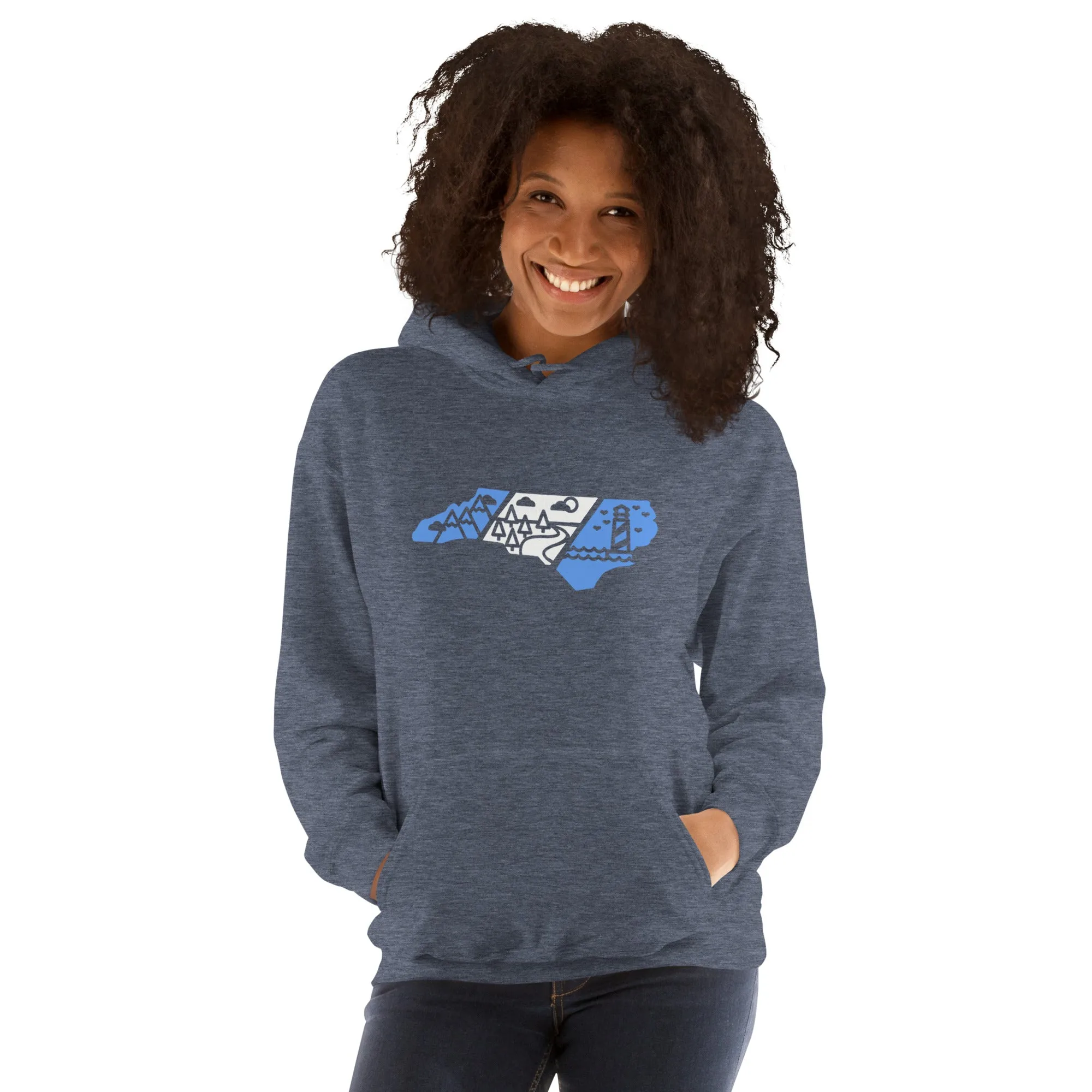 North Carolina 3 Regions Carolina Blue & White Unisex Hoodie