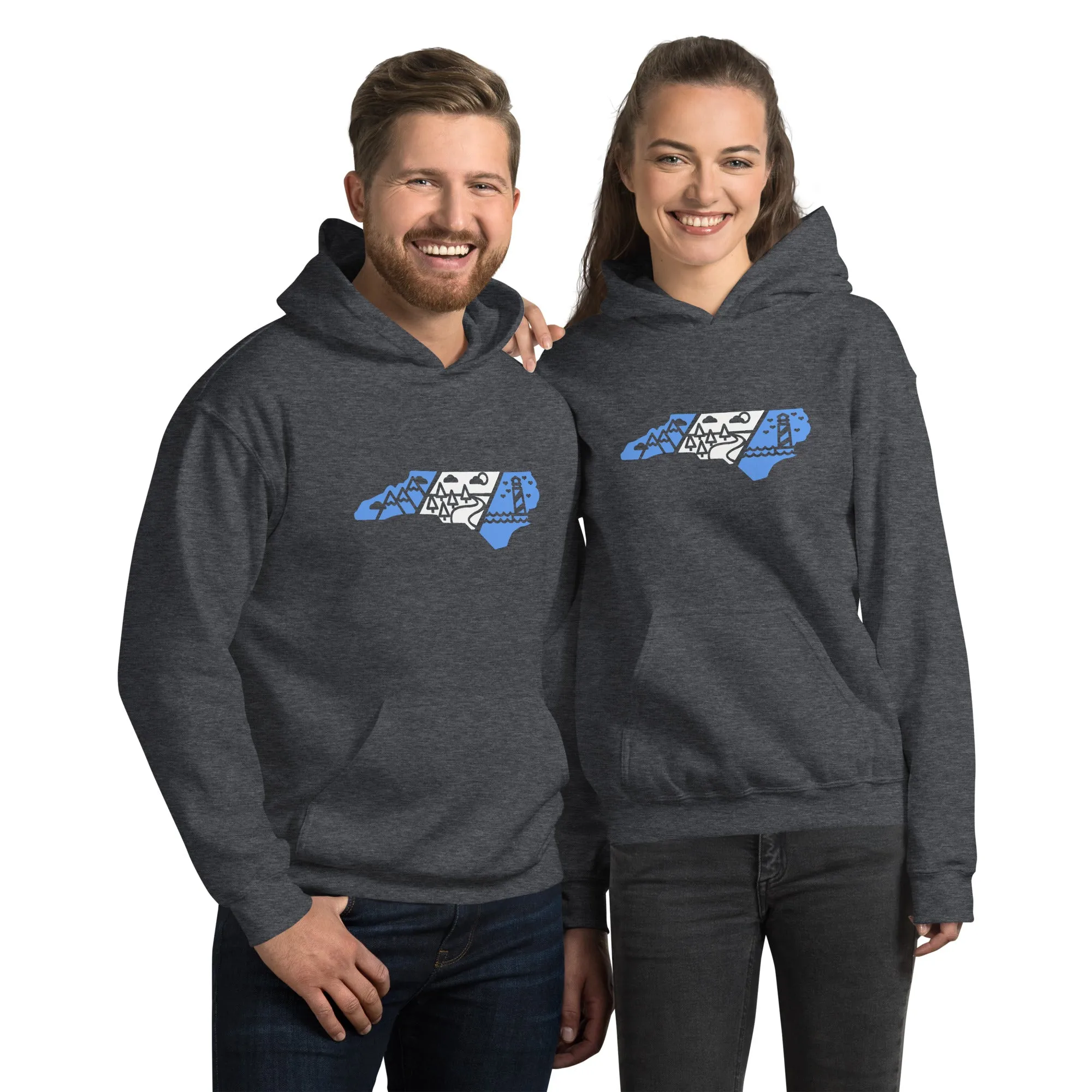 North Carolina 3 Regions Carolina Blue & White Unisex Hoodie