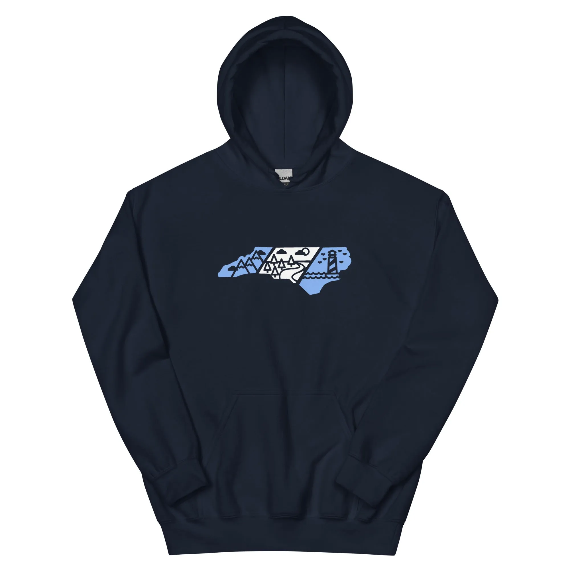 North Carolina 3 Regions Carolina Blue & White Unisex Hoodie