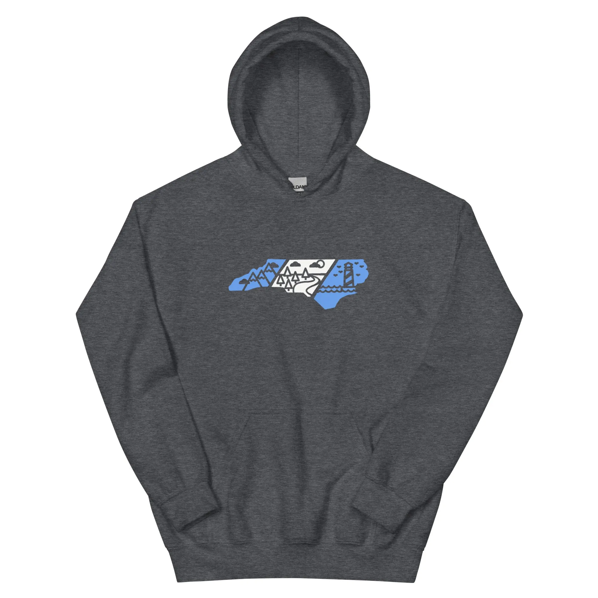 North Carolina 3 Regions Carolina Blue & White Unisex Hoodie