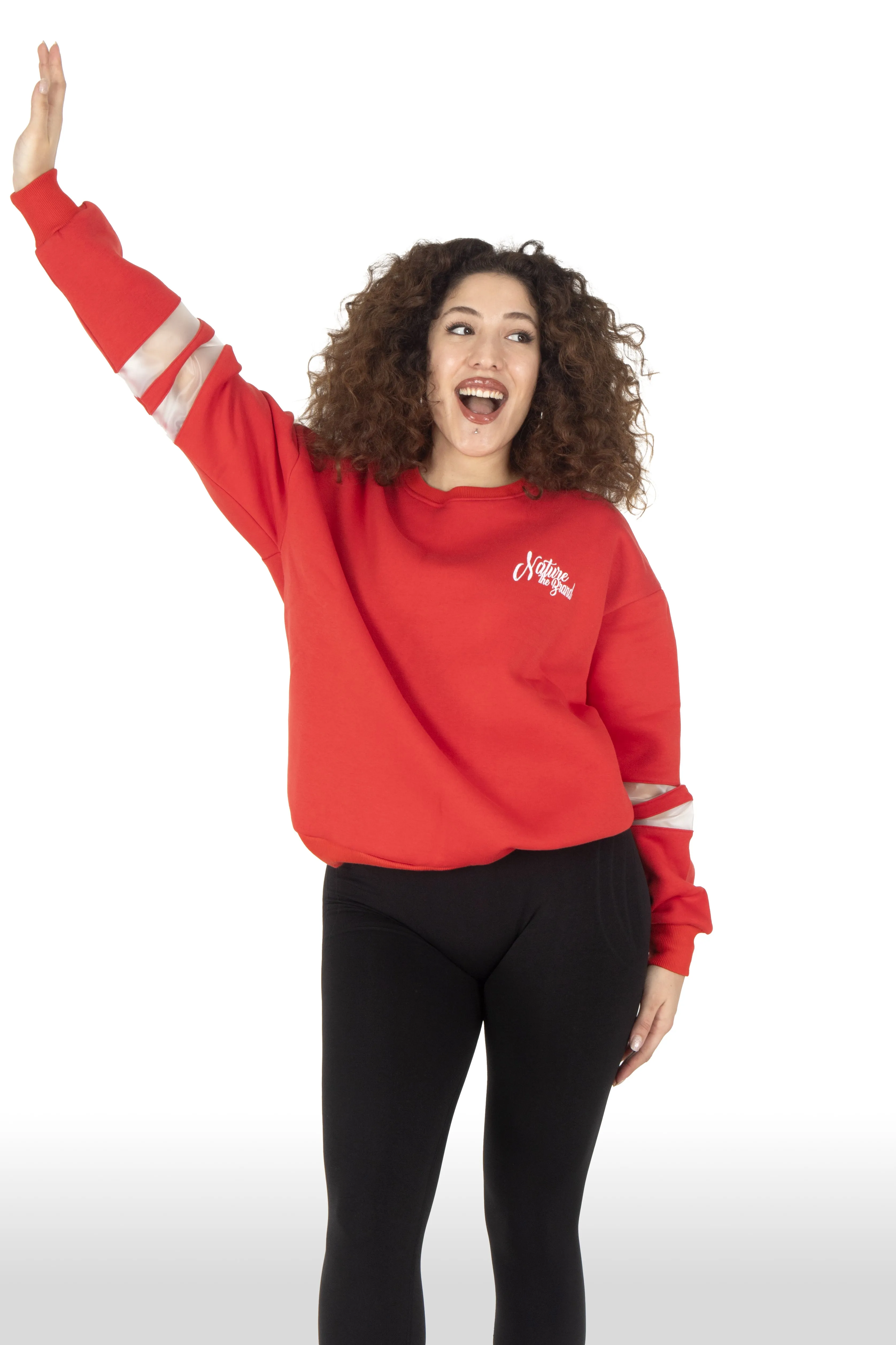 NTB Woman PVC Panel Oversize Sweatshirt Red