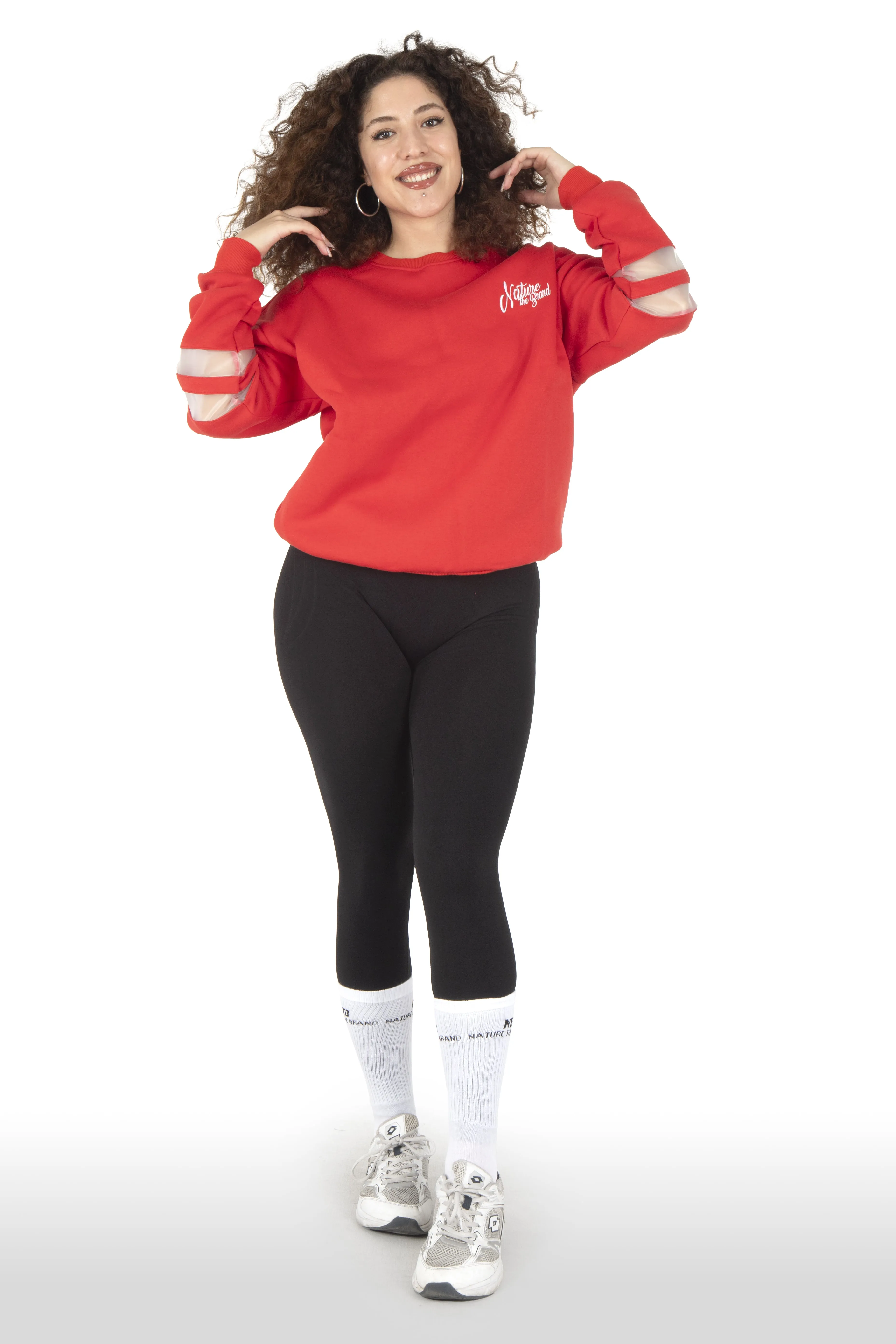 NTB Woman PVC Panel Oversize Sweatshirt Red