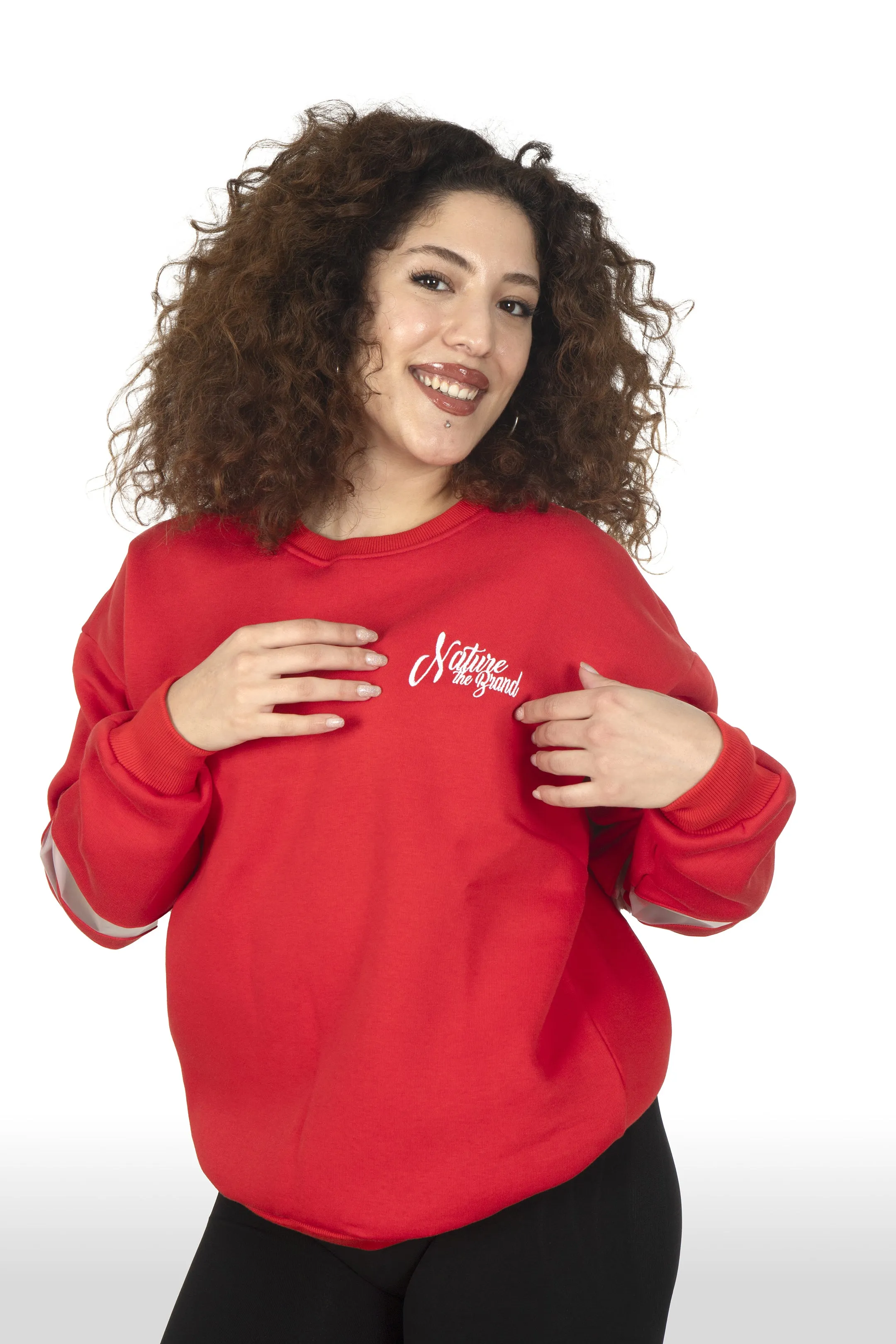 NTB Woman PVC Panel Oversize Sweatshirt Red