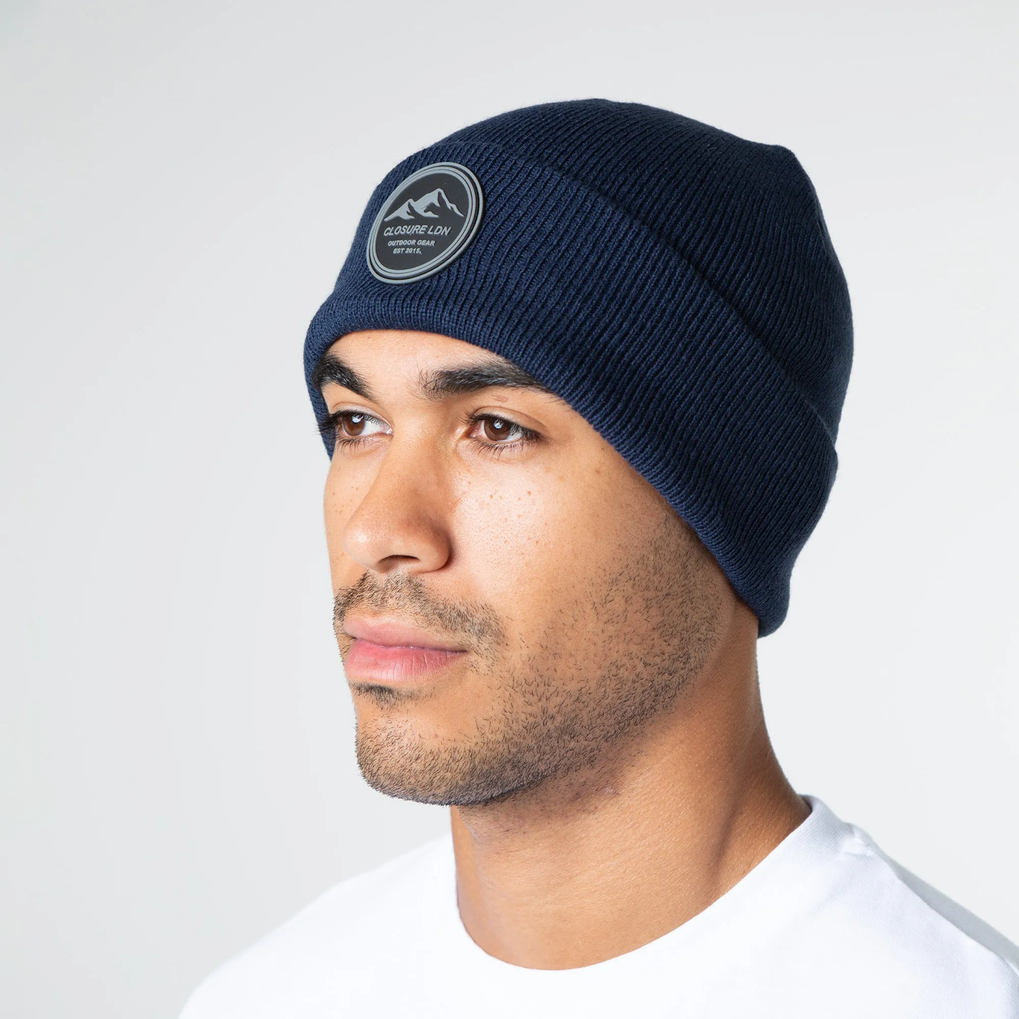 Outdoor Circle Badge Beanie | Navy