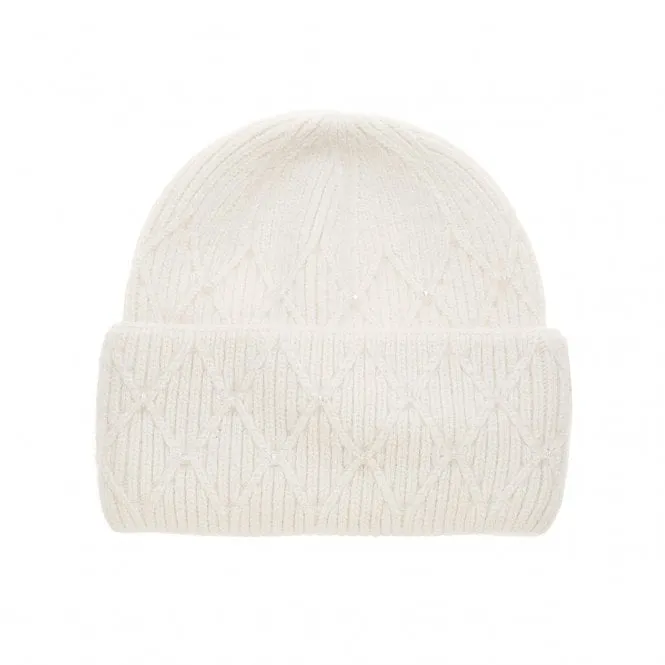 Park Lane Beanie Hat with Rhinestones Winter White