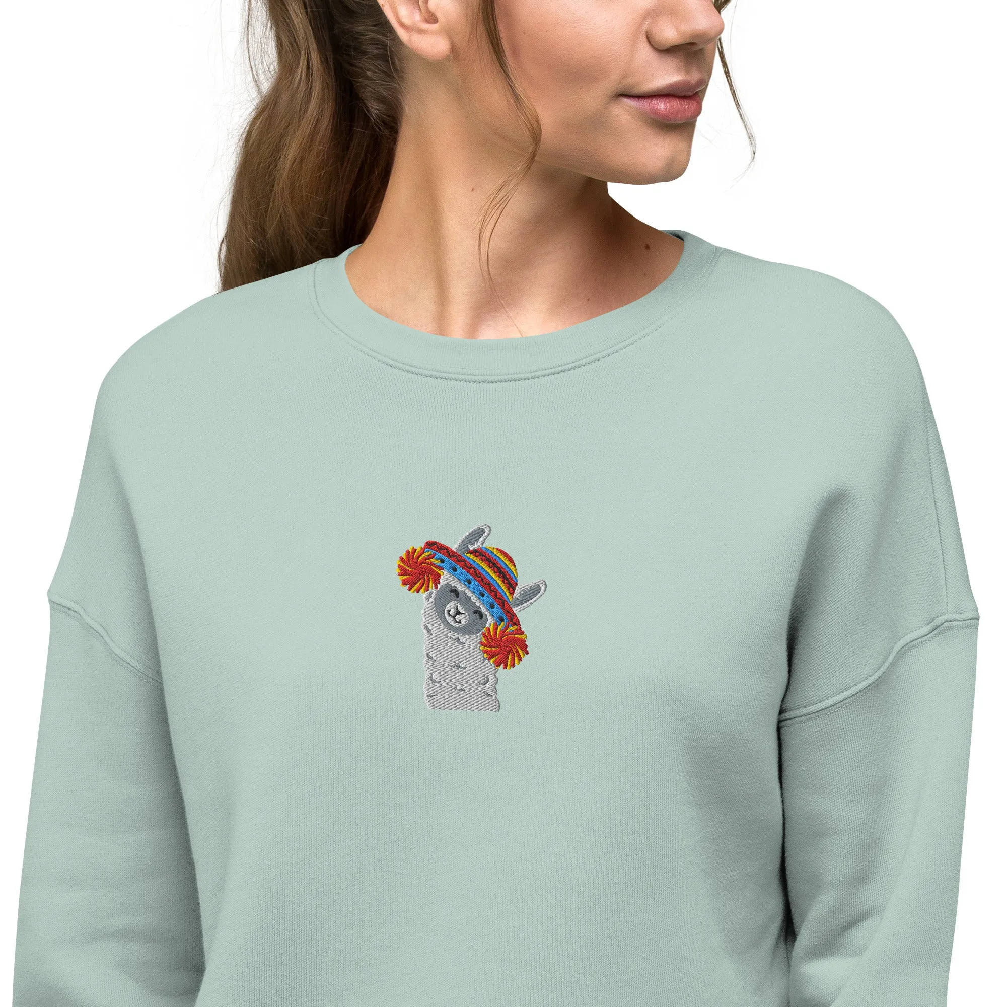 Peruvian Alpaca Embroidered Cropped Sweatshirt