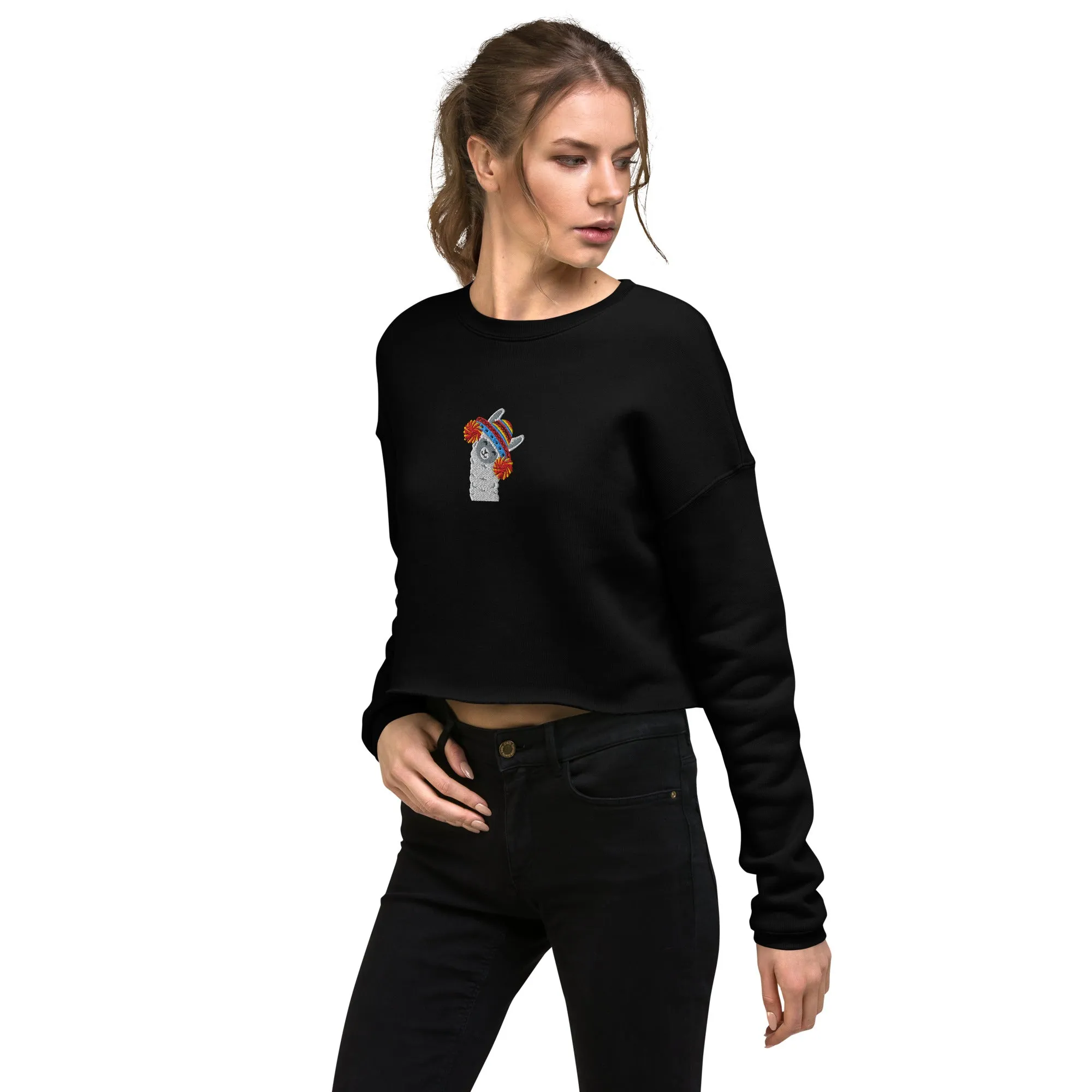 Peruvian Alpaca Embroidered Cropped Sweatshirt