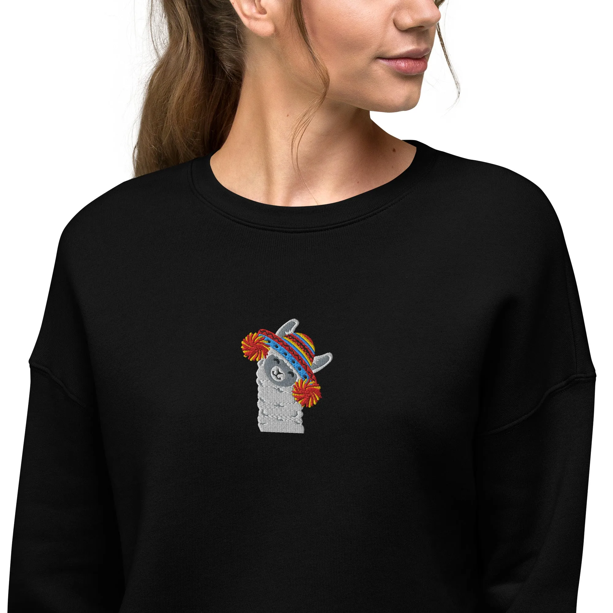 Peruvian Alpaca Embroidered Cropped Sweatshirt