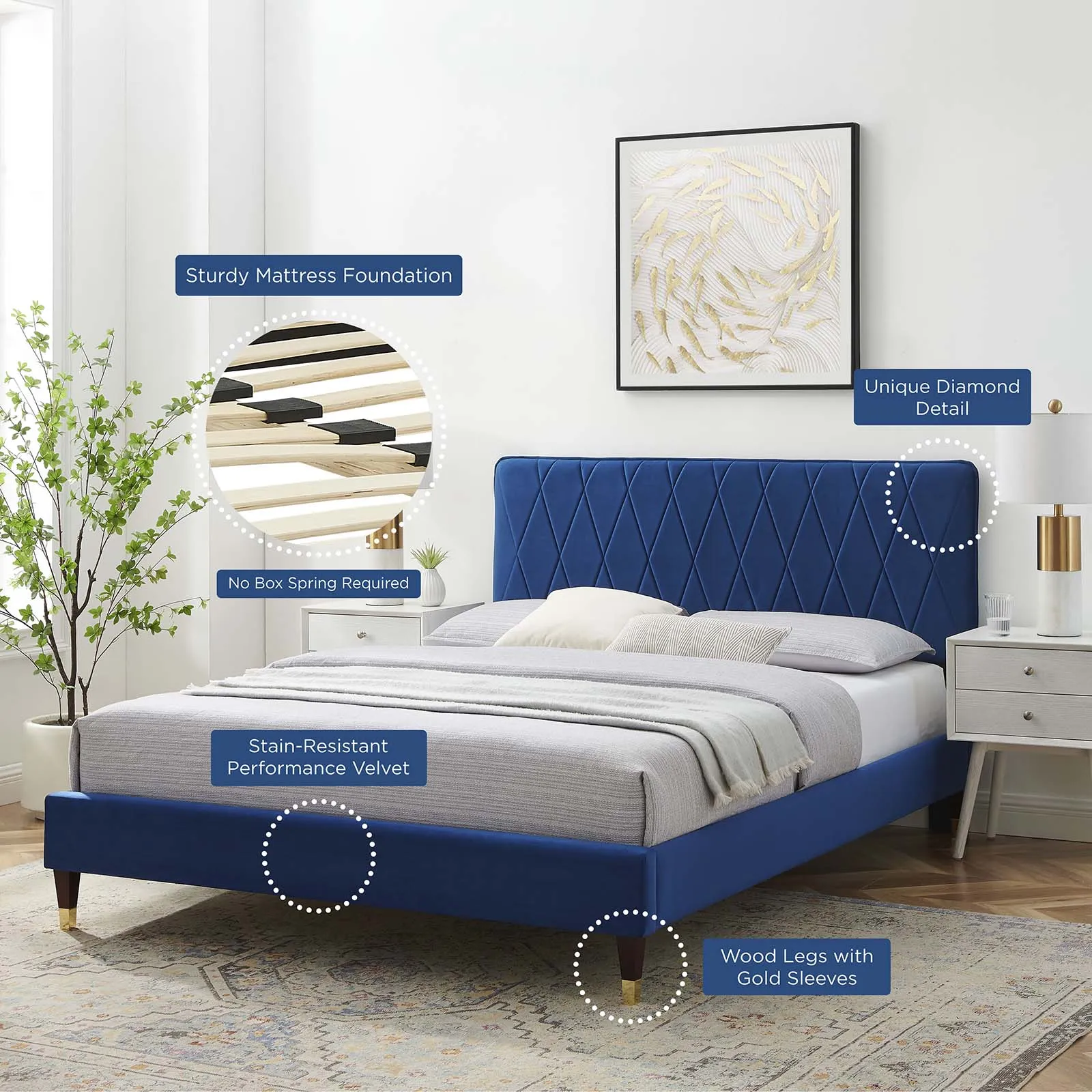 Phillipa  Performance Velvet Platform Bed