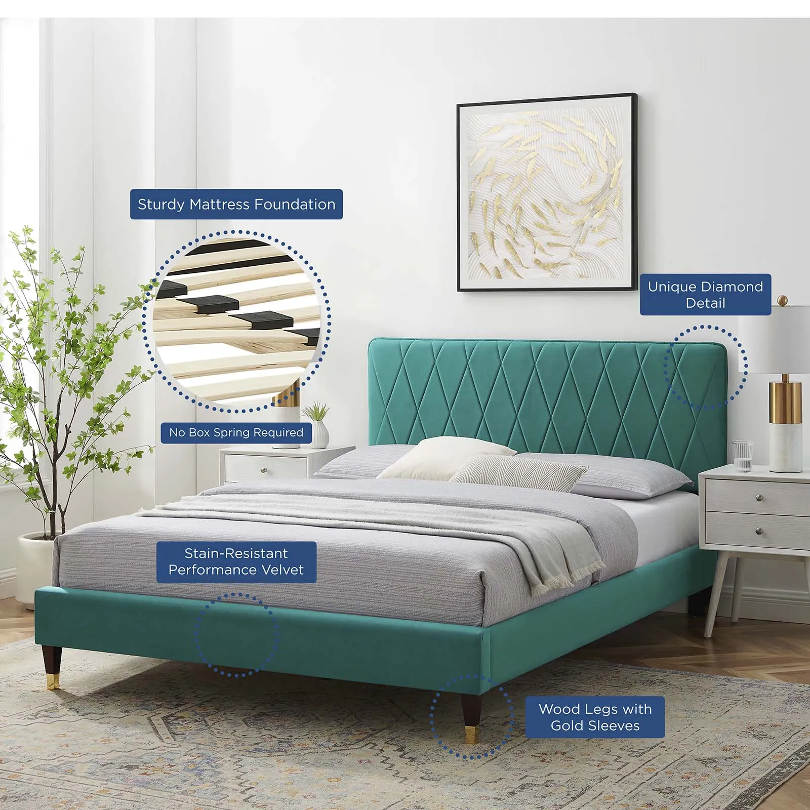 Phillipa  Performance Velvet Platform Bed